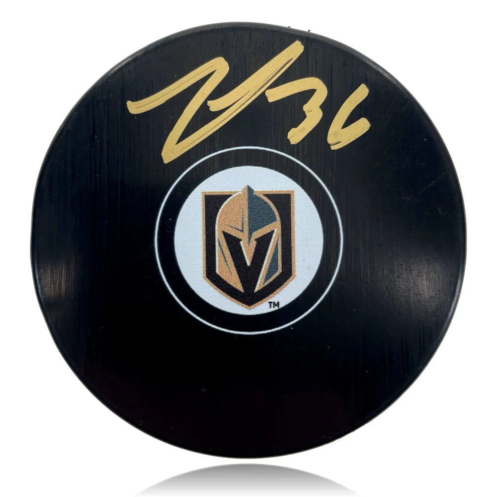 Logan Thompson Autographed Vegas Golden Knights Hockey Puck with COA - Officially Signed Memorabilia for NHL Fans, Collectors & Sports Enthusiasts - Perfect for Display, Gifts and Hockey Memorabilia Collections