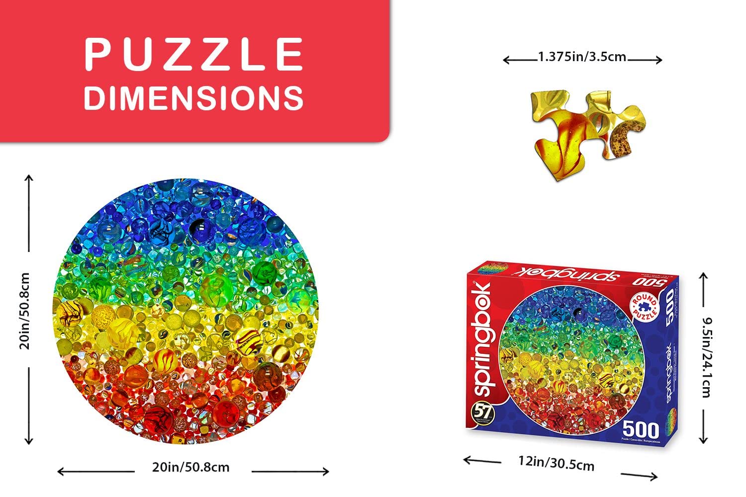 Springbok 500-Piece Round Jigsaw Puzzle - Illuminated Marbles Challenge - USA Made - Perfect for Family Game Night & Puzzle Enthusiasts