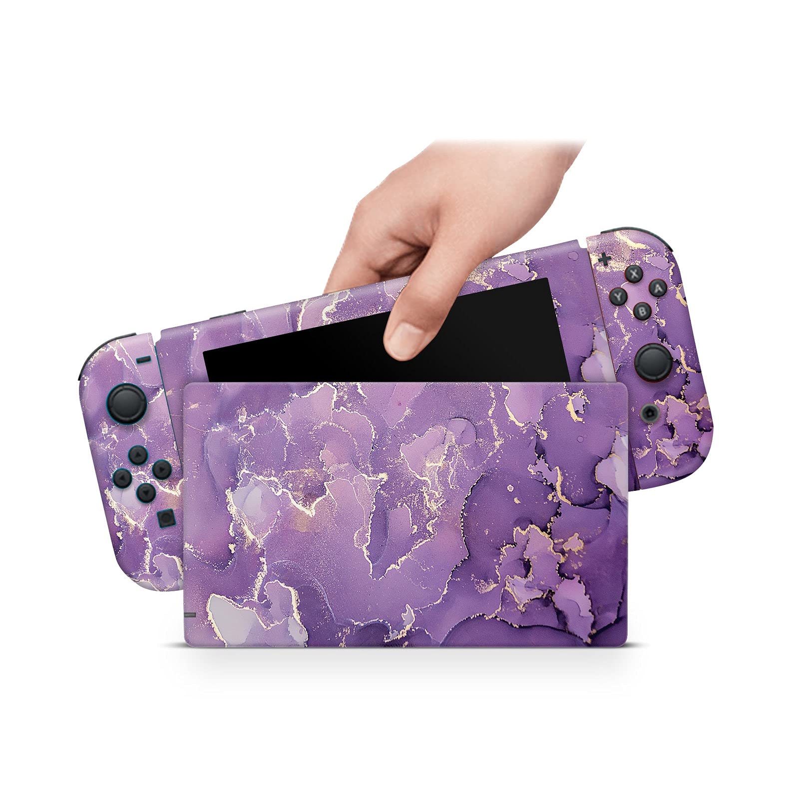 ZOOMHITSKINS Nintendo Switch OLED Skin Wrap - Lavender Rock Gem Granite Purple, 3M Vinyl Protective Cover for Switch OLED Model | Durable, Precise Fit | Made in USA | Perfect for Gaming Protection & Personalization