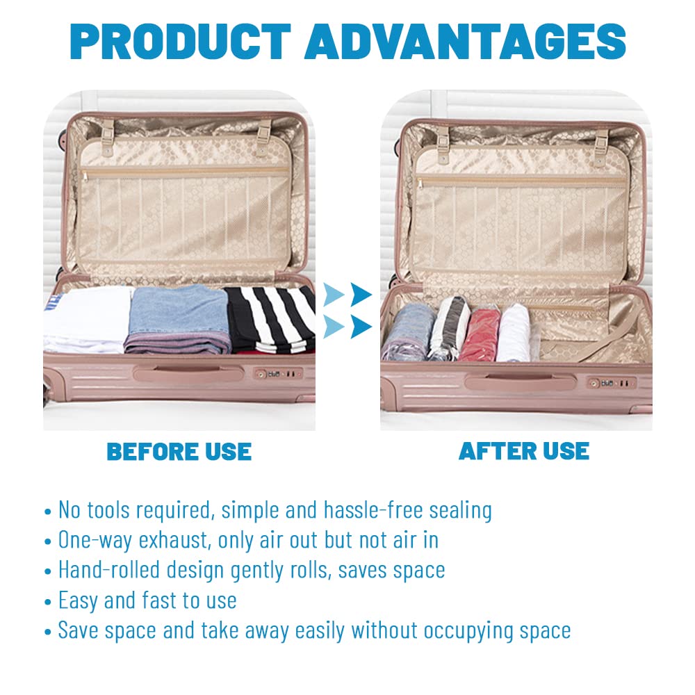 5Pcs Small Vacuum Storage Bags for Clothes - 50x40cm/20x16in Space Saver Compression Bags, Hand Rolled Dust Proof Travel Organizer - Perfect for Travel, Seasonal Clothing Storage & Space Saving in Closet