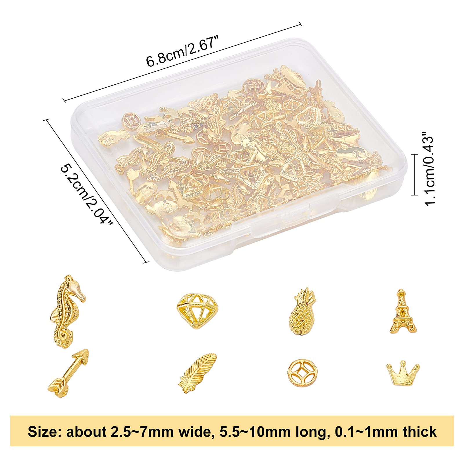 OLYCRAFT 120pcs Mixed Shape Resin Filler Diamond Tower Alloy Epoxy Resin Supplies - 8 Shapes for Jewelry Making, DIY Crafts, Home Decor (Includes Feather Shape & Gold Accessories) | Perfect for Resin Art, Pendants, Bracelets & Decorative Items