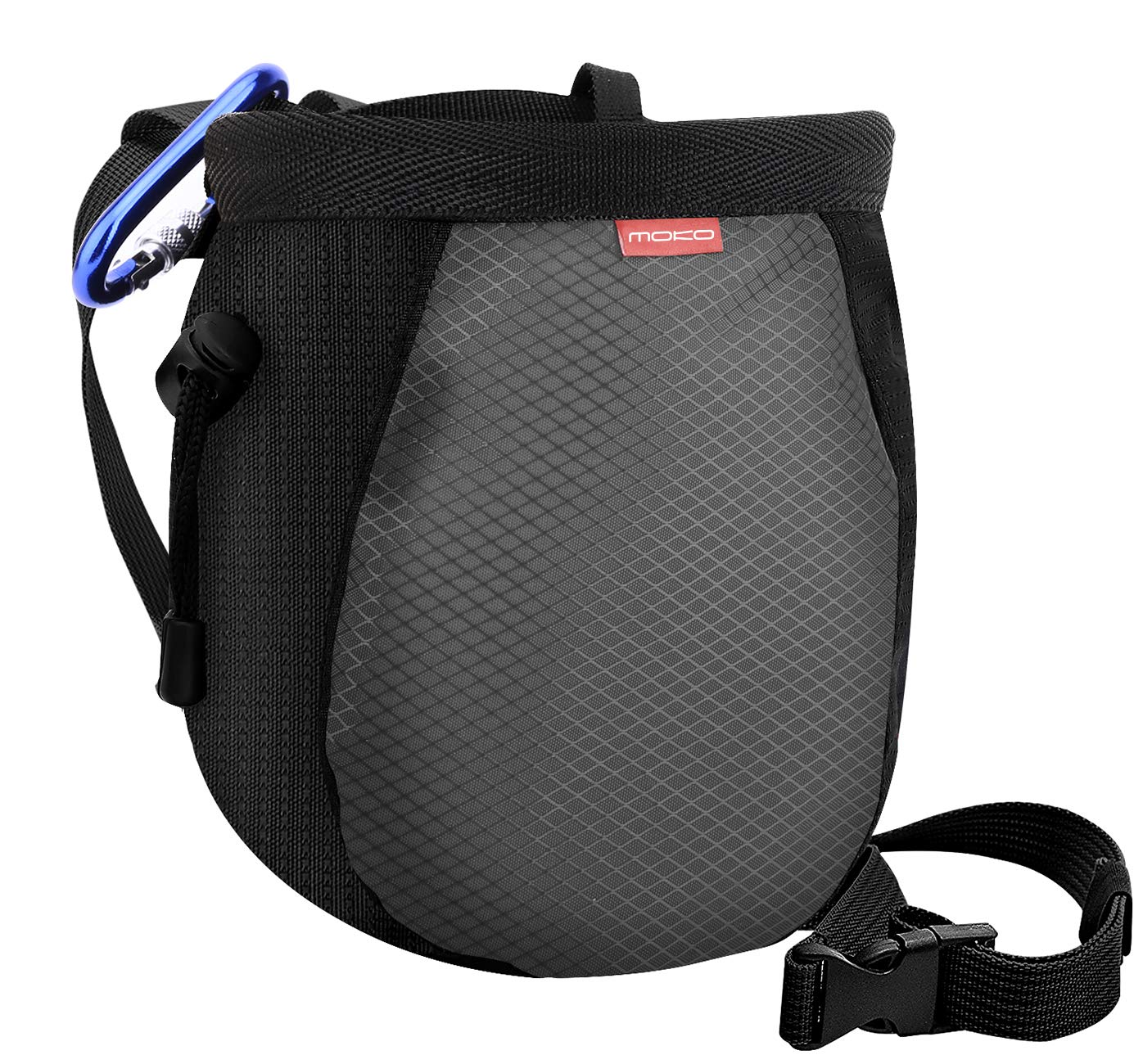 MoKo Premium Chalk Bag for Rock Climbing & Bouldering - Adjustable Belt, Carabiner & Drawstring Closure - Ideal for Weightlifting, Gymnastics & CrossFit Training - Perfect for Indoor/Outdoor Climbing Gyms & Workouts