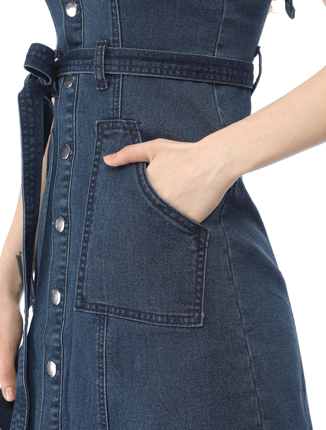 Allegra K Women's Classic Denim Pinafore Dress - Adjustable Strap Overalls for Casual Wear, Spring & Summer Outfits, Vintage Style Jean Dresses