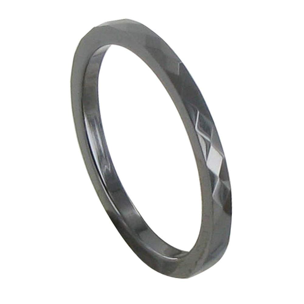 Black Faceted Ceramic Ring - 2mm Width, Minimalist Jewelry for Men & Women - Perfect for Everyday Wear, Weddings & Gifts