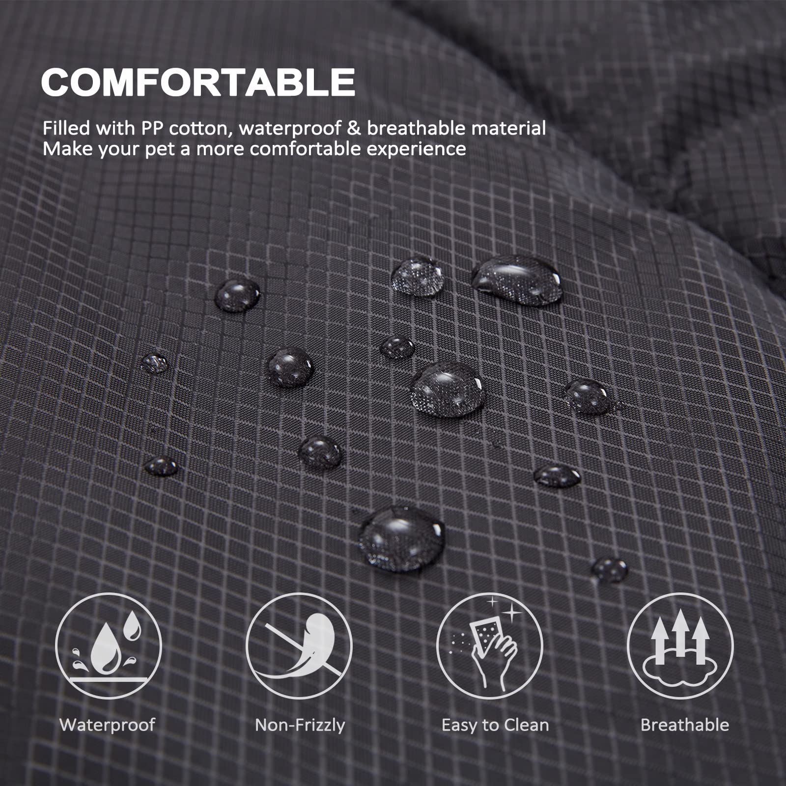 BDEUS 51x35In Extra Large Waterproof Outdoor Dog Bed - Portable Travel Camping Pet Mat, Washable & Odor Resistant Cooling Pad for Dogs (Black) - Perfect for Backyard, RV Trips & Beach Outings