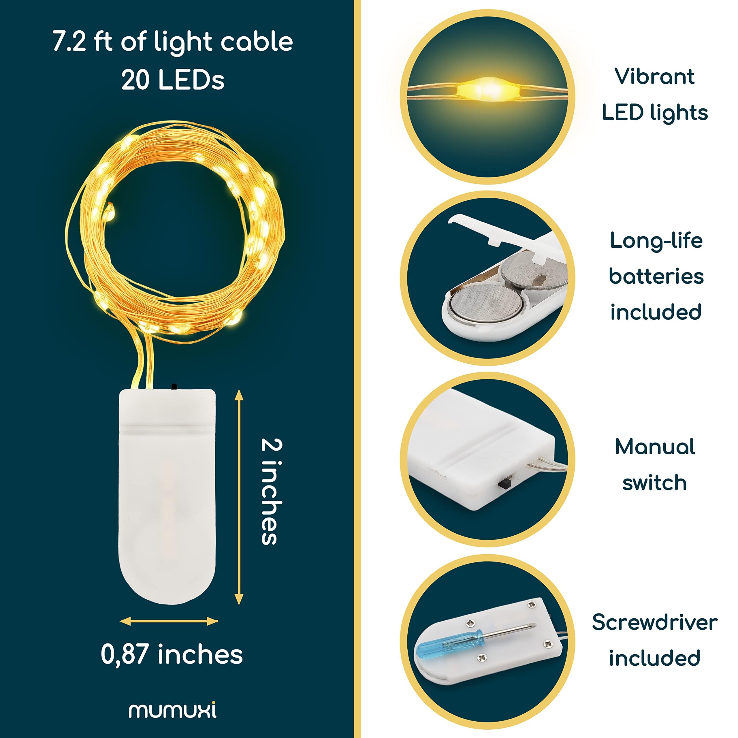 12 Pack 7.2ft Battery Operated Fairy Lights with 20 Mini LEDs - Warm White String Lights for Wedding Centerpieces, Party Decor, Bedroom Mason Jars & Christmas Tree Decorations | Indoor/Outdoor Use for Home, Garden and Special Events
