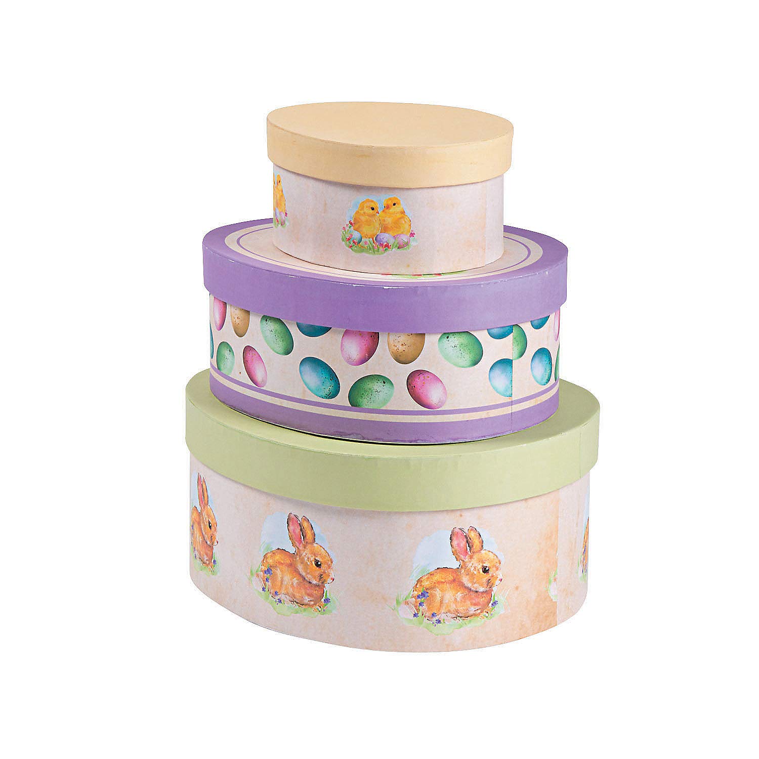 Vintage Easter Stacking Boxes Set of 3 - Easter Home Decor & Textile Accents for Spring Table Centerpiece, Shelf Display or Holiday Gift Giving