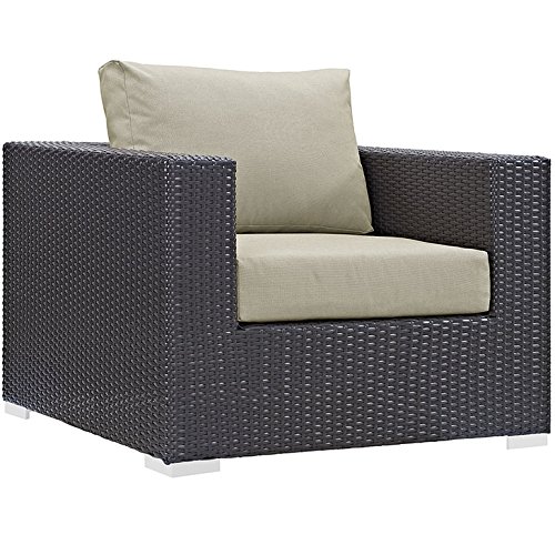 Modway Convene 4-Piece Outdoor Patio Furniture Set - Wicker Rattan Sofa & Chairs in Espresso Beige for Backyard, Garden & Poolside Relaxation