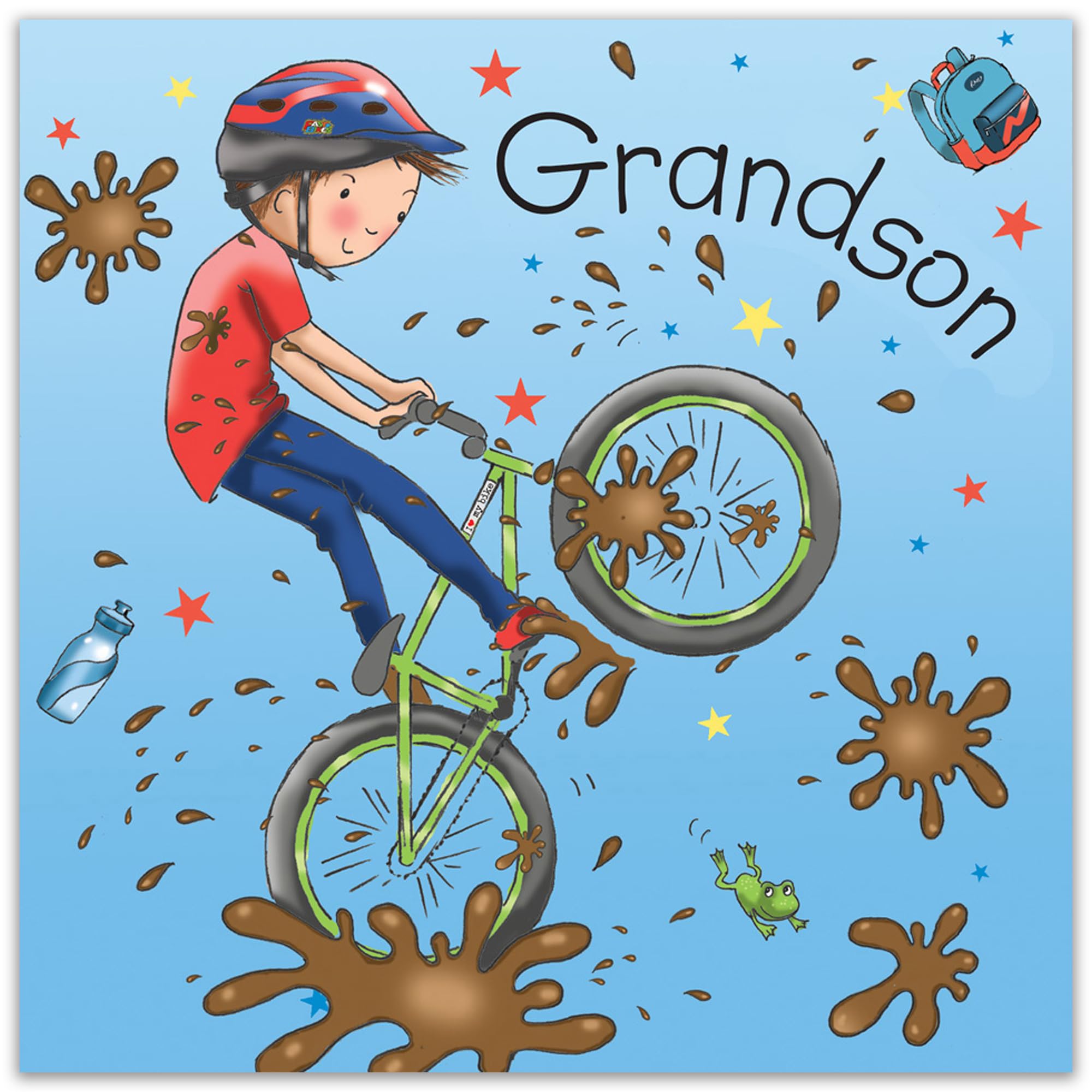 Happy Birthday Card for Grandson with Mountain Bike Design - Thoughtful Grandson Birthday Greeting Card - Perfect Children's & Boys Birthday Card - Unique Grandson Gift Idea - Ideal for Birthday Wishes, Special Occasions & Keepsake Memories