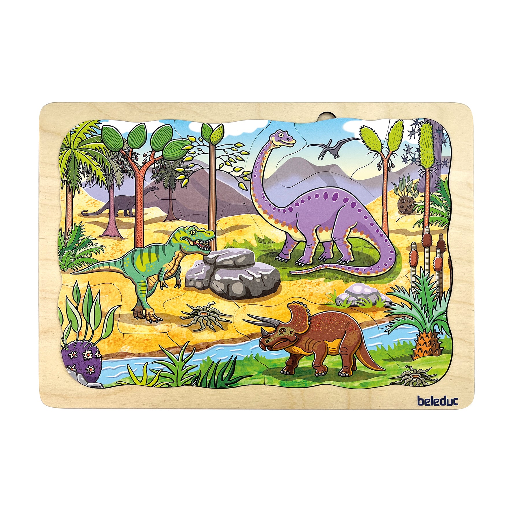 Beleduc Dino Layer Puzzle - 4-Layer Wooden Dinosaur Puzzle for Kids, Educational STEM Toy for Ages 3-6 | Perfect for Preschool Learning & Jurassic-Themed Playtime