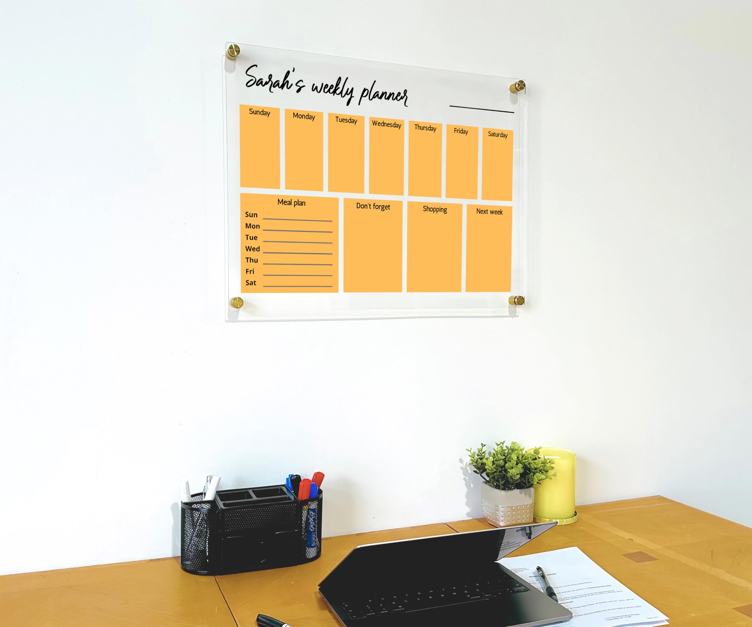 Personalized Acrylic Family Planner Wall Calendar 2025 - Dry Erase Monthly & Weekly Transparent Calendar for Home, Office & School Organization - Perfect for Kitchen, Fridge & Family Planning