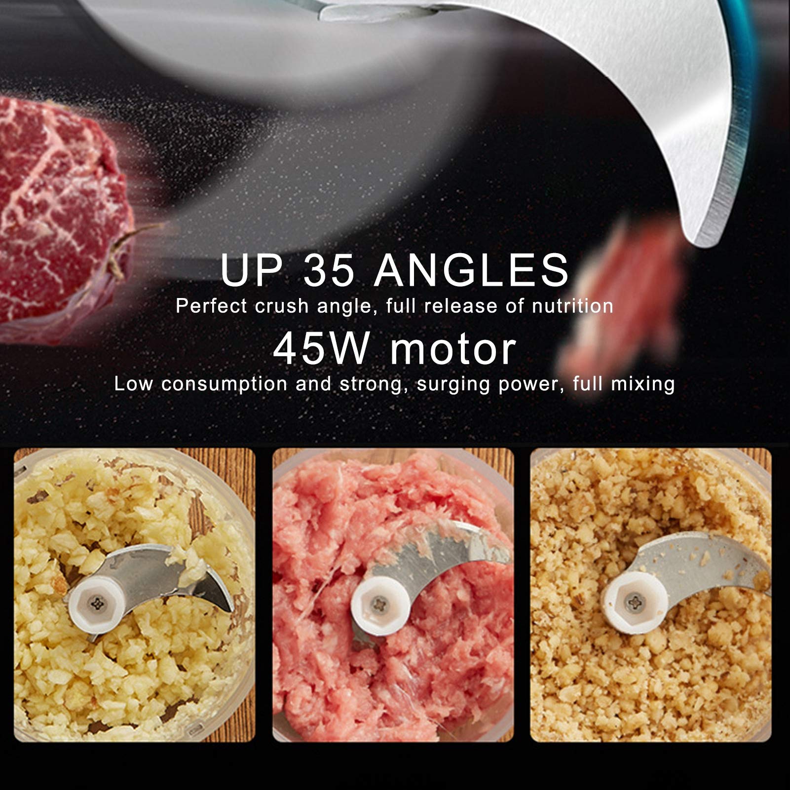 250ml Electric Meat Grinder & Food Chopper - USB Rechargeable Multifunctional Kitchen Appliance for Grinding Onion, Ginger, Garlic & Chili - Perfect for Baby Food Prep, Cooking & Meal Prepping