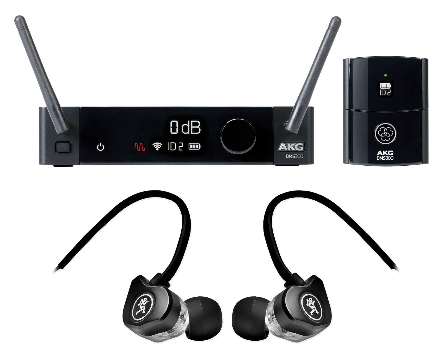 AKG DMS300 Digital Wireless Instrument System - 2.4GHz Bodypack Transmitter with 48kHz Audio Quality & Included Earbuds - Perfect for Live Performances, Studio Recording, and Wireless Instrument Setups