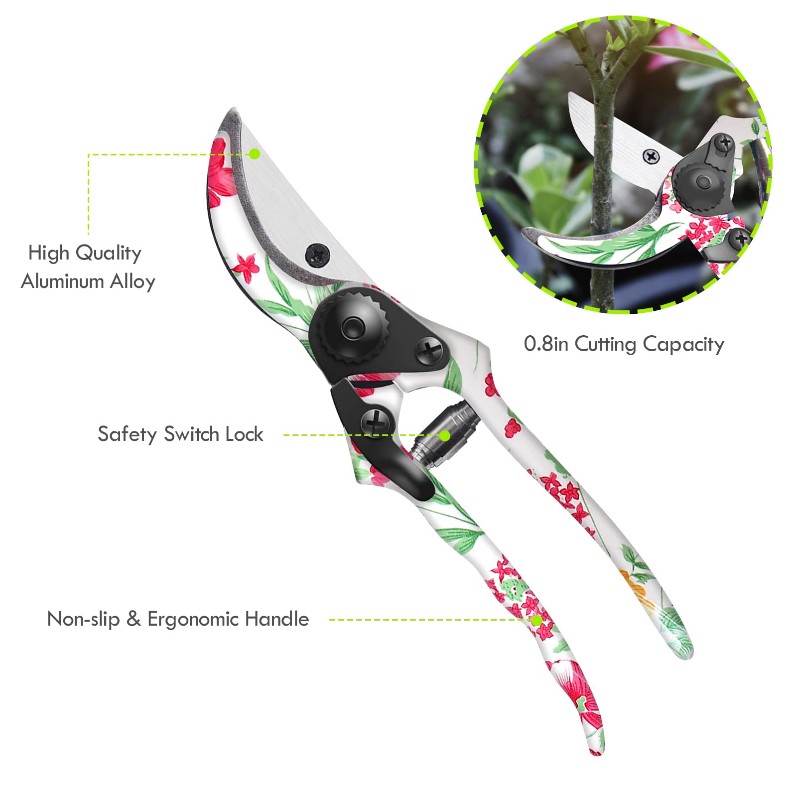 Premium 5-Piece Aluminum Alloy Garden Tools Set - Hand Rake, Weeder, Trowel, Pruning Shears & Gloves for Outdoor Gardening, Landscaping & Yard Work - Durable Gardening Essentials for Planting, Weeding & Soil Care