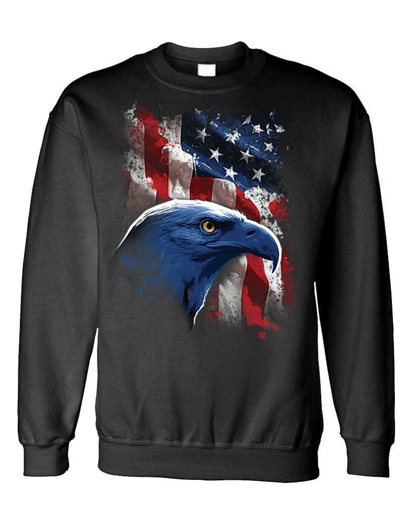 USA Patriotic Eagle Fleece Sweatshirt - American Flag Graphic Hoodie - Comfortable Pullover for 4th of July, Veterans Day & Patriotic Events