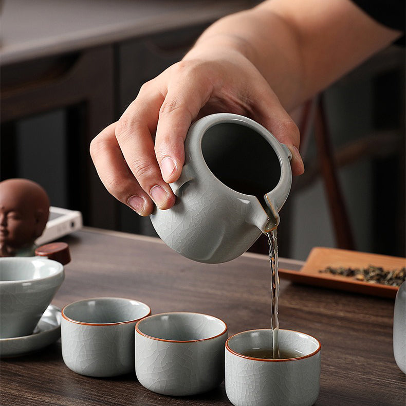 Premium Ruyao Ice Crack Chinese Tea Set - Handcrafted Ceramic Tea Cups & Pot for Home, Office & Gifting - Perfect for Traditional Tea Ceremonies & Relaxation
