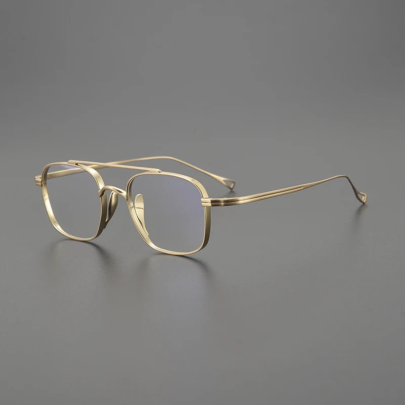 Stylish Black Unisex Titanium Square Eyeglasses with Double Bridge - K9501 | Perfect for Work, Reading & Fashion Accessories