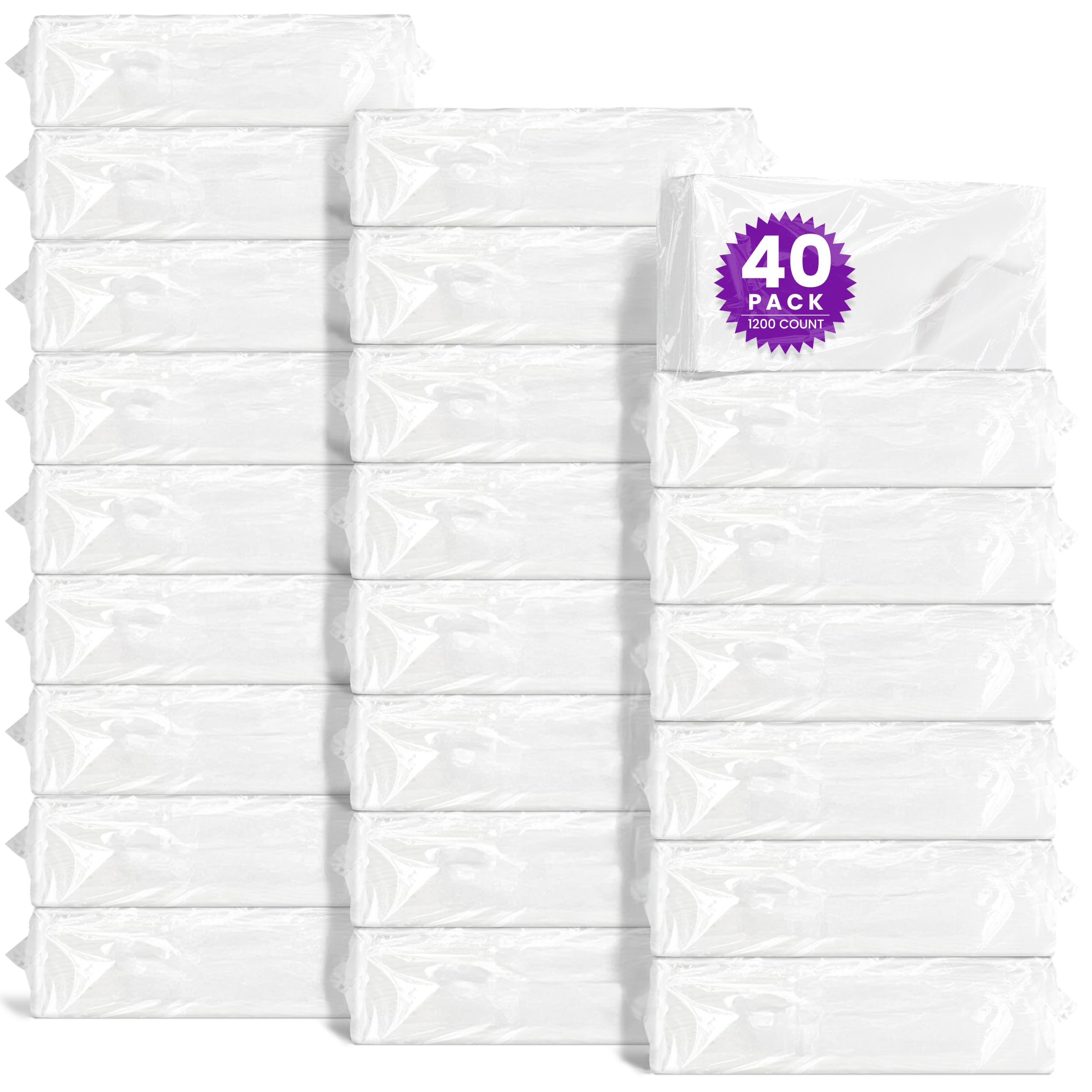 Disposable Dry Wipes for Baby and Adults - 1200 Count (40 Pack) Ultra Soft Cotton Tissue Washcloths - 7