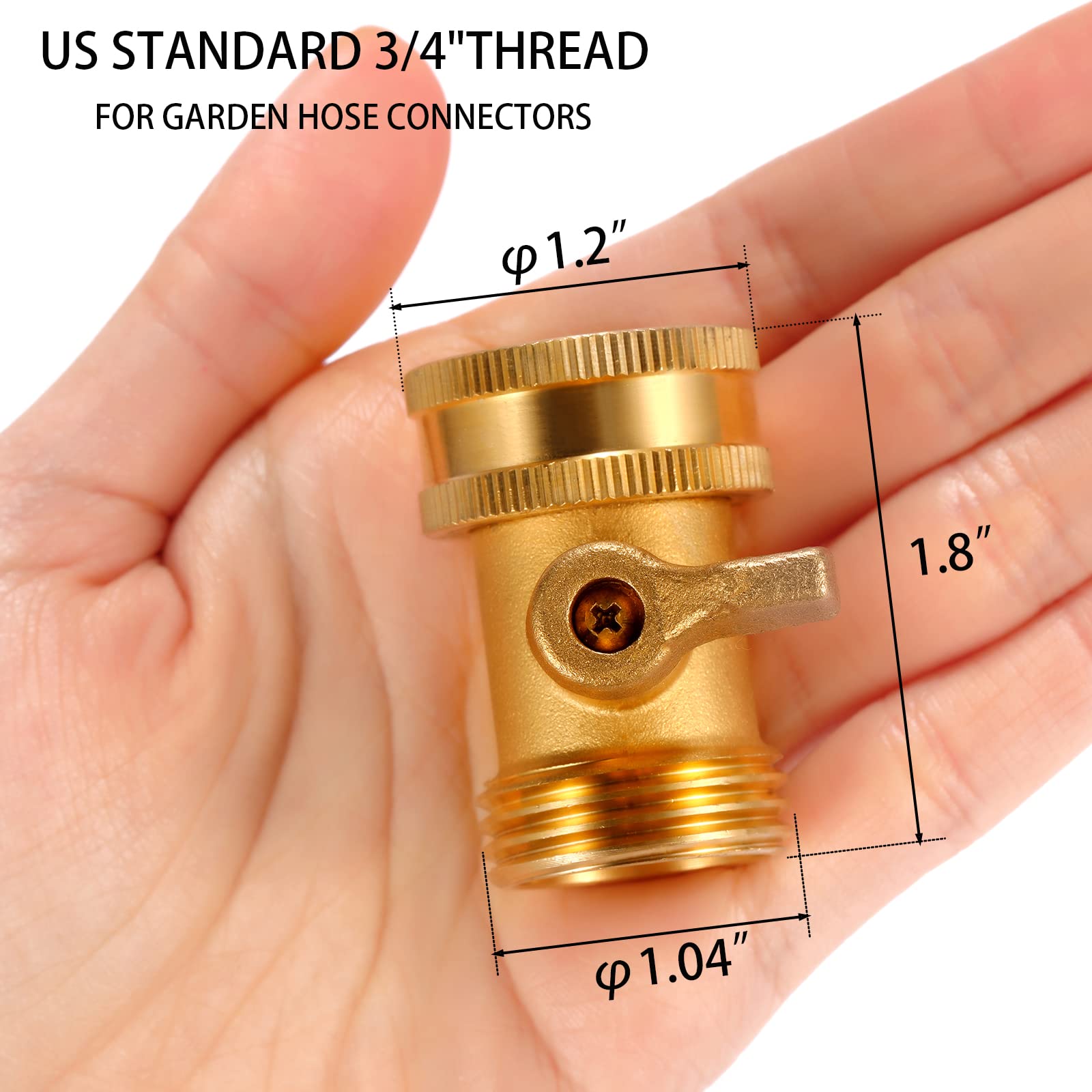 Heavy Duty 3/4 Inch Solid Brass Garden Hose Shut Off Valve - 2 Pack for Outdoor Watering, Lawn Irrigation & Car Washing