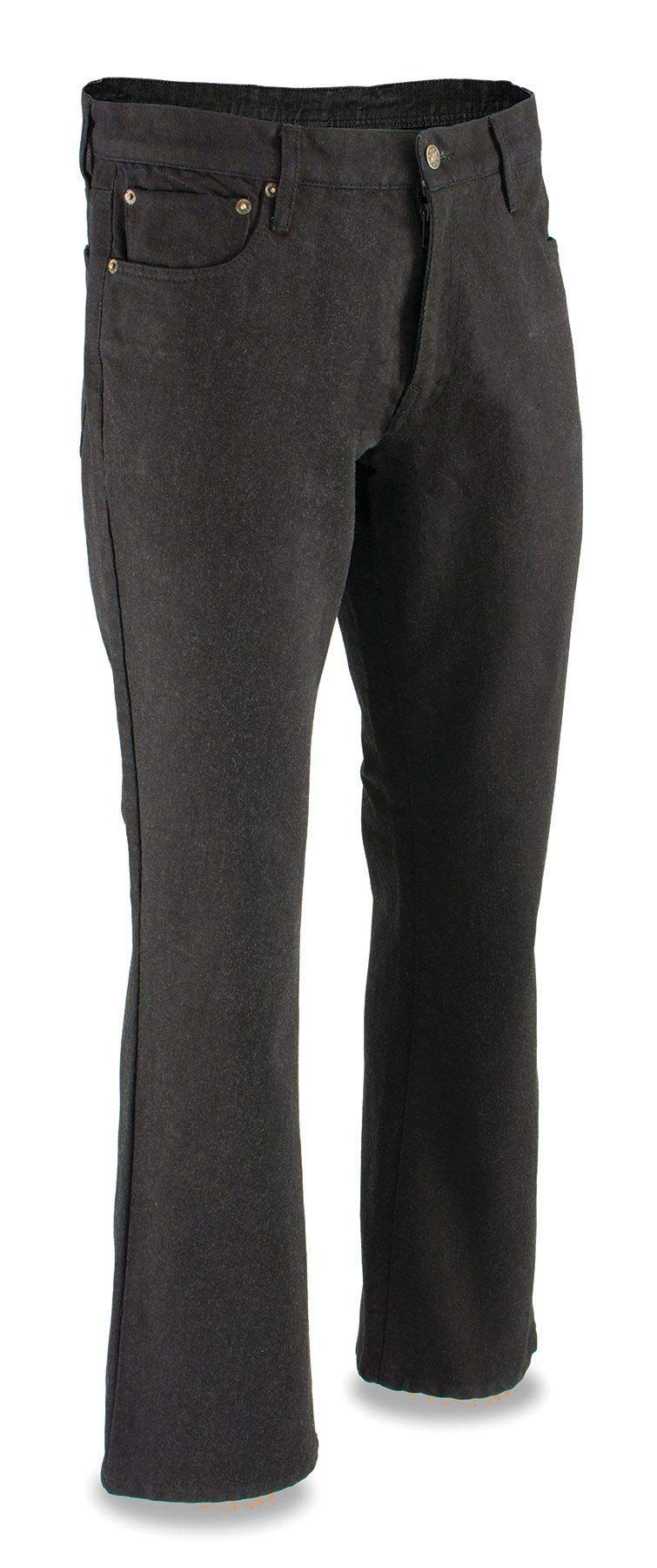 Milwaukee Leather MDM5006 Men's 5-Pocket Armored Motorcycle Riding Jeans - Black Aramid Fiber Reinforced Denim for Safety & Comfort - Perfect for Cruising, Commuting & Long Rides