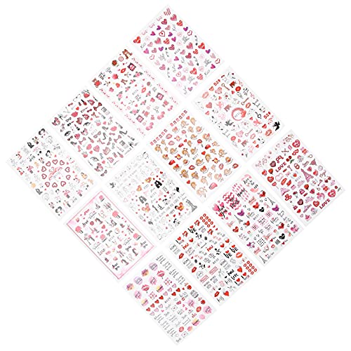 Valentine's Day Nail Stickers - 12 Sheets Safe & Eco-Friendly Lip Design Nail Decals with Vibrant Colors for DIY Manicure | Perfect for Date Night, Bridal Shower & Girls' Party