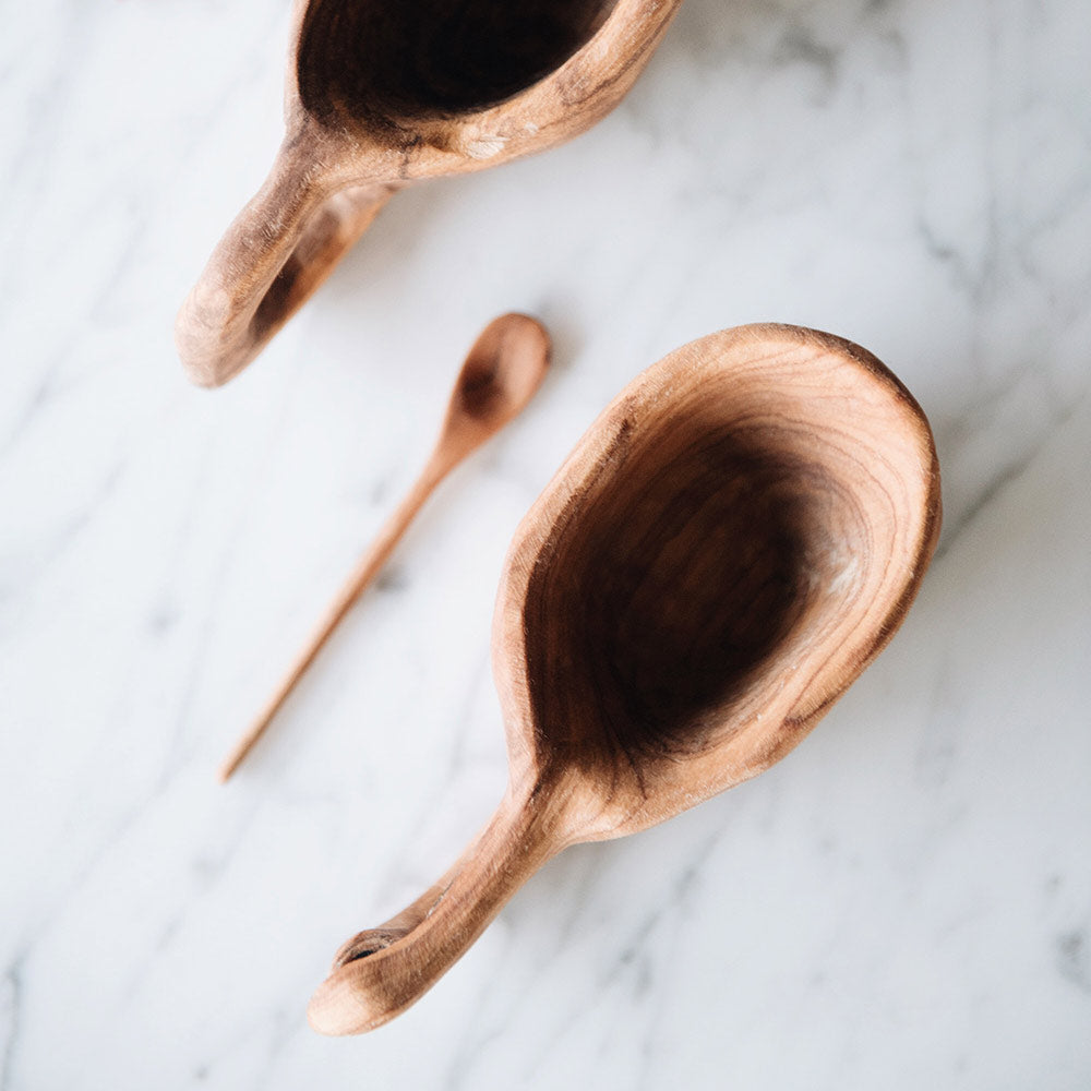 Premium Wild Olive Wood Spice Bowl & Spoon Set - Handcrafted Kitchen Accessories for Grinding Herbs, Spices & Seasonings - Perfect for Cooking, Baking & Gourmet Food Preparation