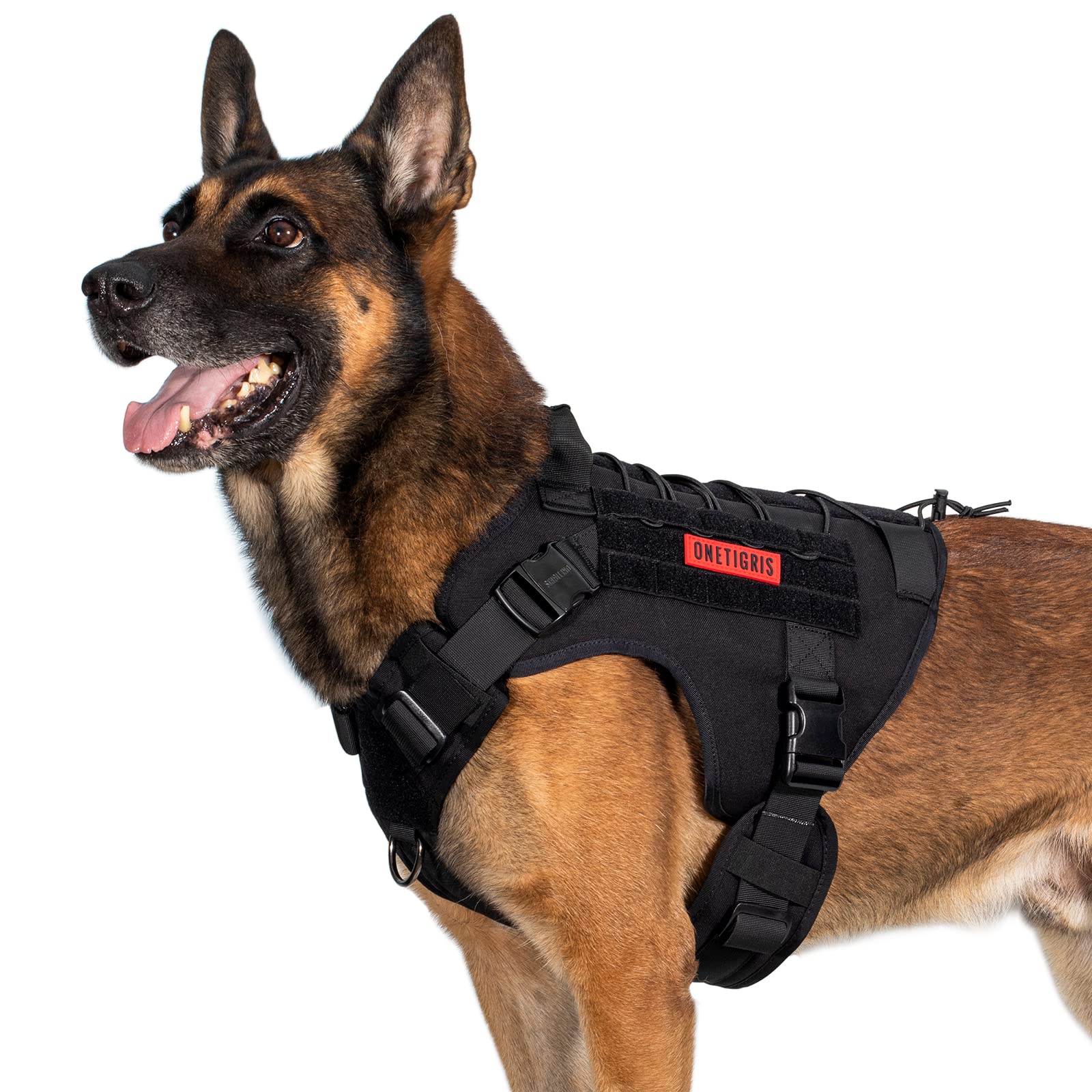 OneTigris Tactical Dog Harness Vest with Handle - Adjustable No-Pull Military Vest for Large & Medium Dogs - Service Dog Harness for Walking, Hiking & Training (M, Black) - Perfect for Outdoor Adventures & Police K9 Units