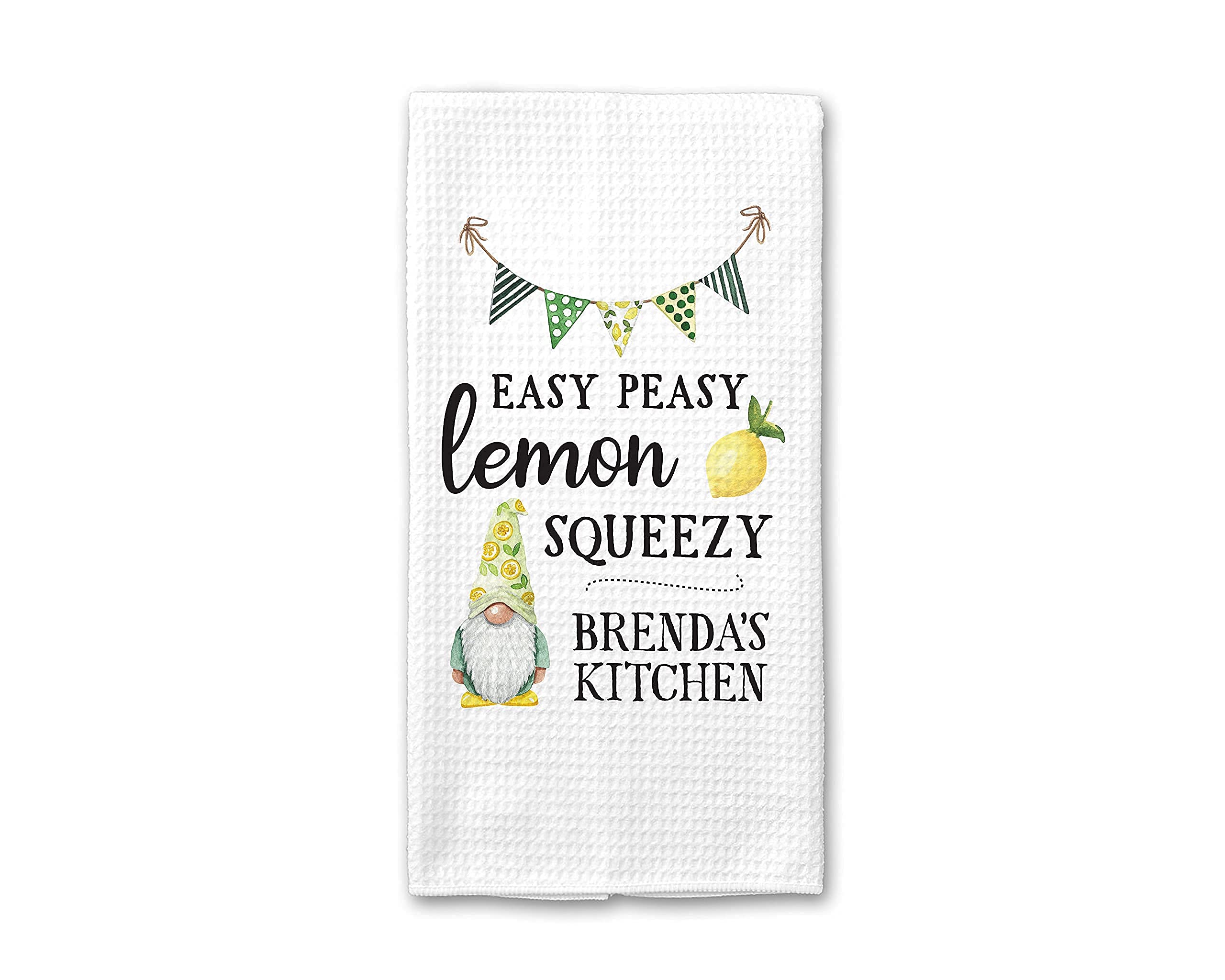 Custom Gnome Theme Dish Towel - Personalized Lemon Print Kitchen Towel | Summer Kitchen Decor & Seasonal Home Accessories | Housewarming Gift for Friend | Perfect for Farmhouse Kitchens, Holiday Decor & Hostess Gifts