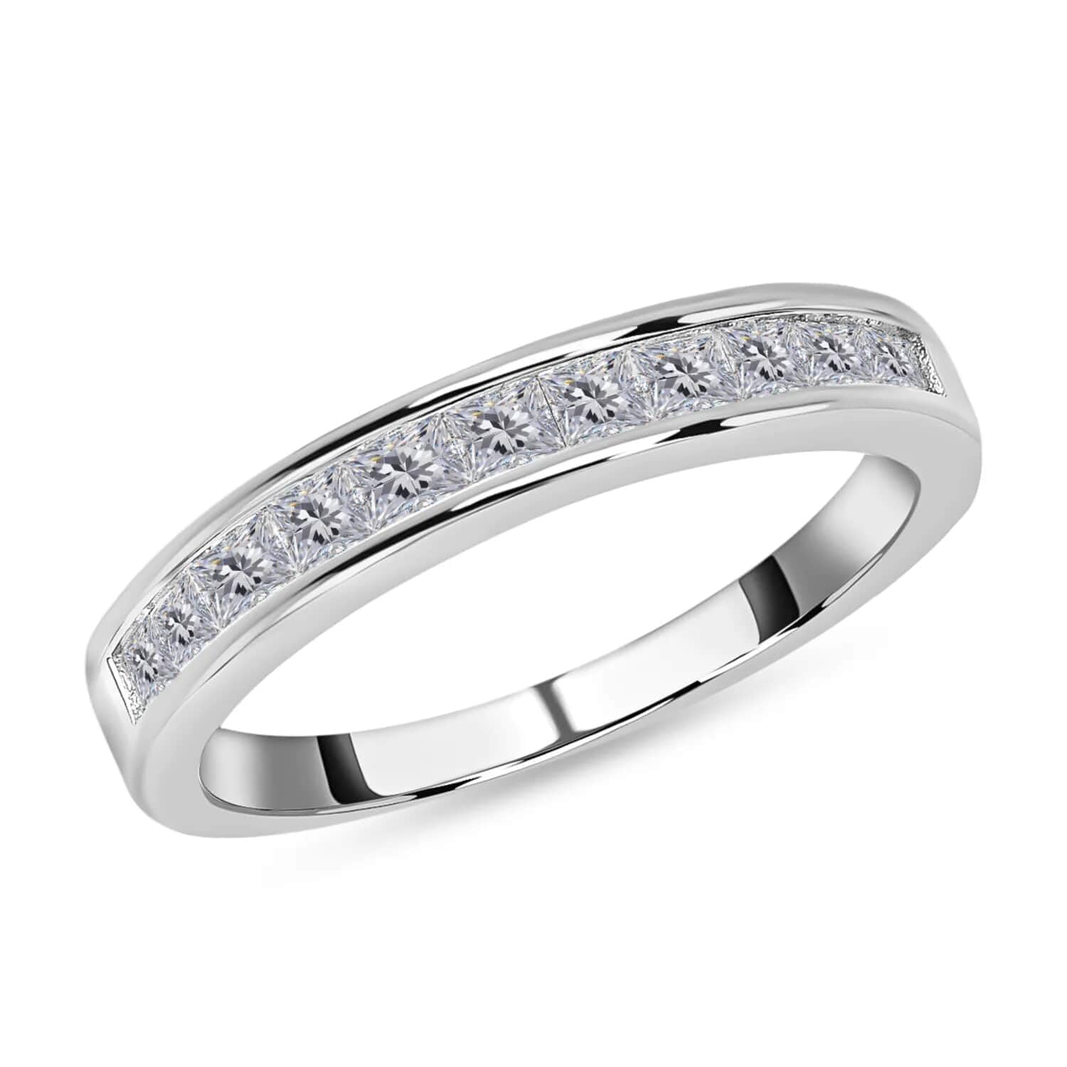 Moissanite Half Eternity Band Ring for Women - 925 Sterling Silver Promise & Engagement Ring - Perfect for Anniversary, Wedding, Birthday Gifts - Elegant Jewelry for Special Occasions