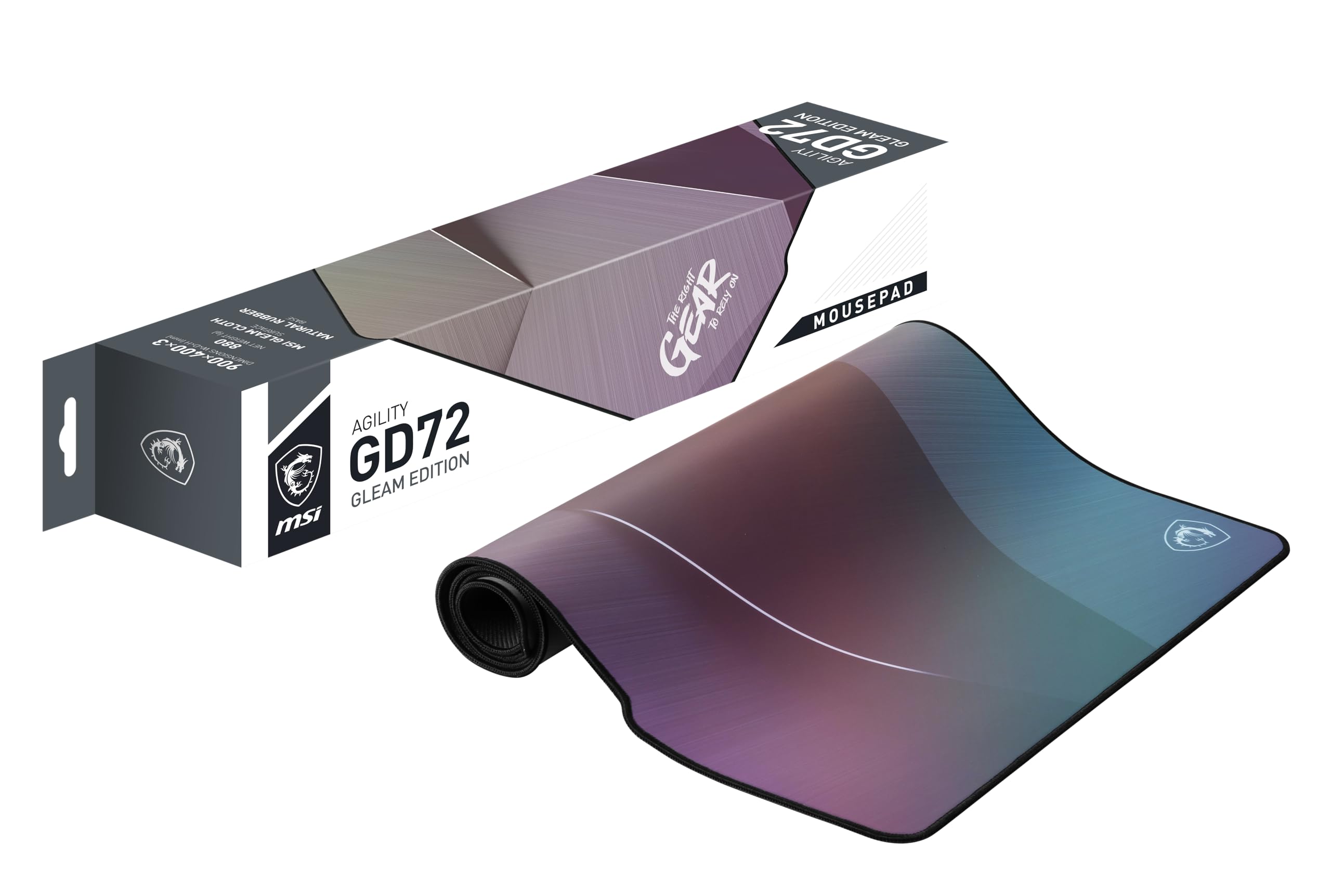 MSI Gaming Mouse Pad - XXL Ultra-Smooth Surface with Low-Friction Silk Coating, Stunning Reflective Visual Effects, 3mm Thick Non-Slip Natural Rubber Base - Agility GD72 Gleam Edition for PC, Laptop & Esports Gaming