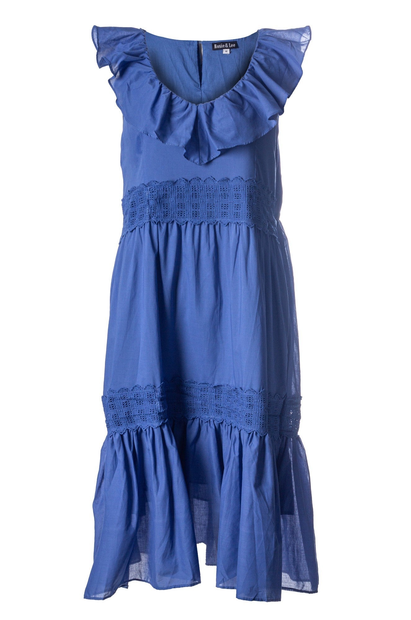 100% Cotton Voile Dress - Medium Blue | 6423A1 | Lightweight Summer Dress for Beach, Vacation & Casual Wear
