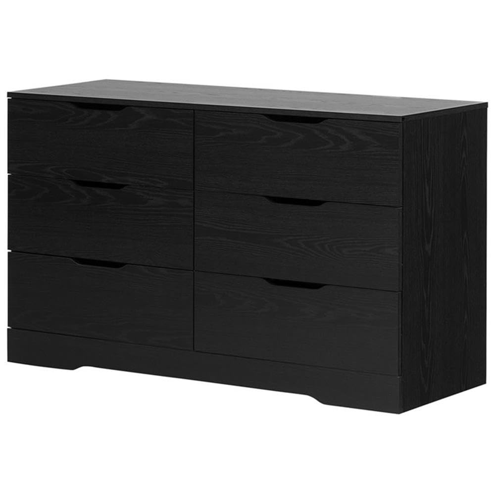 Home Square 2-Piece Bedroom Dresser and Nightstand Set - 6-Drawer Double Dresser with Small Nightstand, Drawer & Shelf - Black - Perfect for Master Bedroom, Guest Room & Apartment Furniture