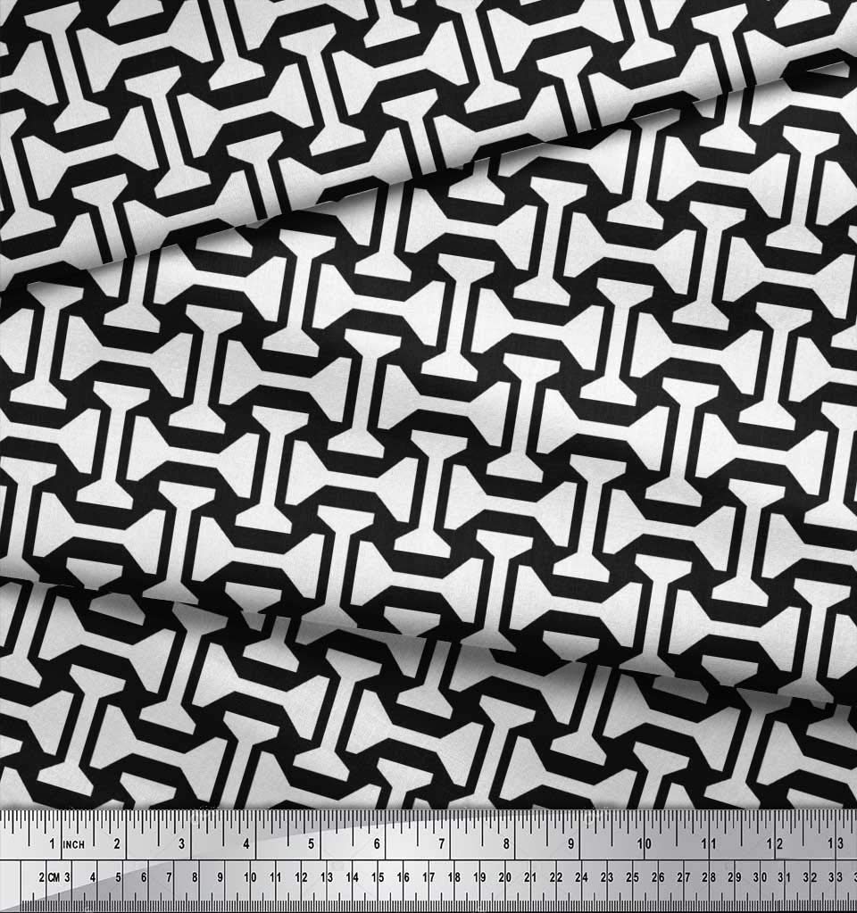 Soimoi 42 Inch Wide White Polyester Crepe Fabric by The Yard - Geometric Abstract Print for Modern & Contemporary Styles - Perfect for Dresses, Curtains, and Home Decor Projects