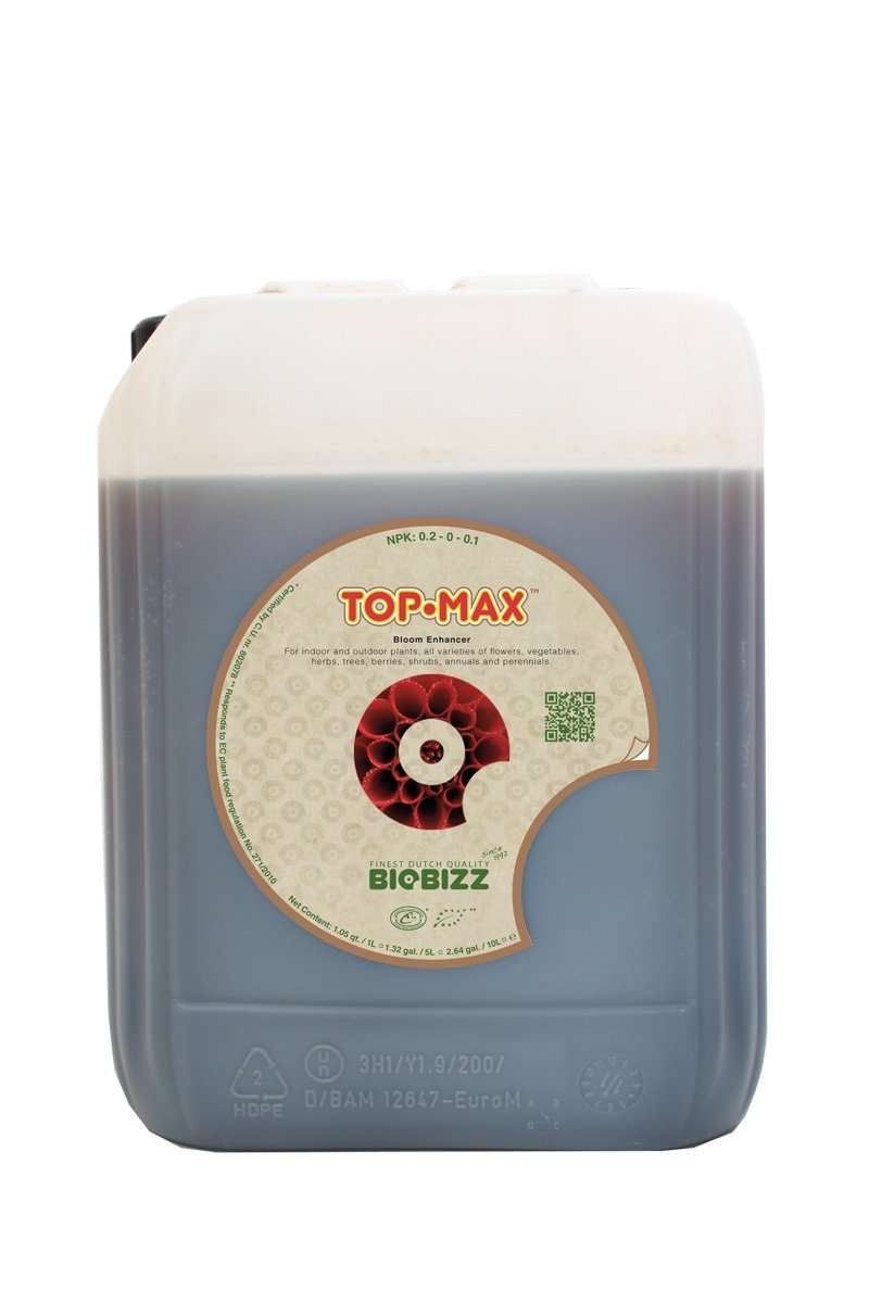 BioBizz Top-Max Organic Plant Fertilizer 10L (0.2-0-0.1 NPK) - Premium Liquid Nutrient Boost for Hydroponics & Soil Gardening | Ideal for Indoor Plants, Vegetables & Flowering Crops
