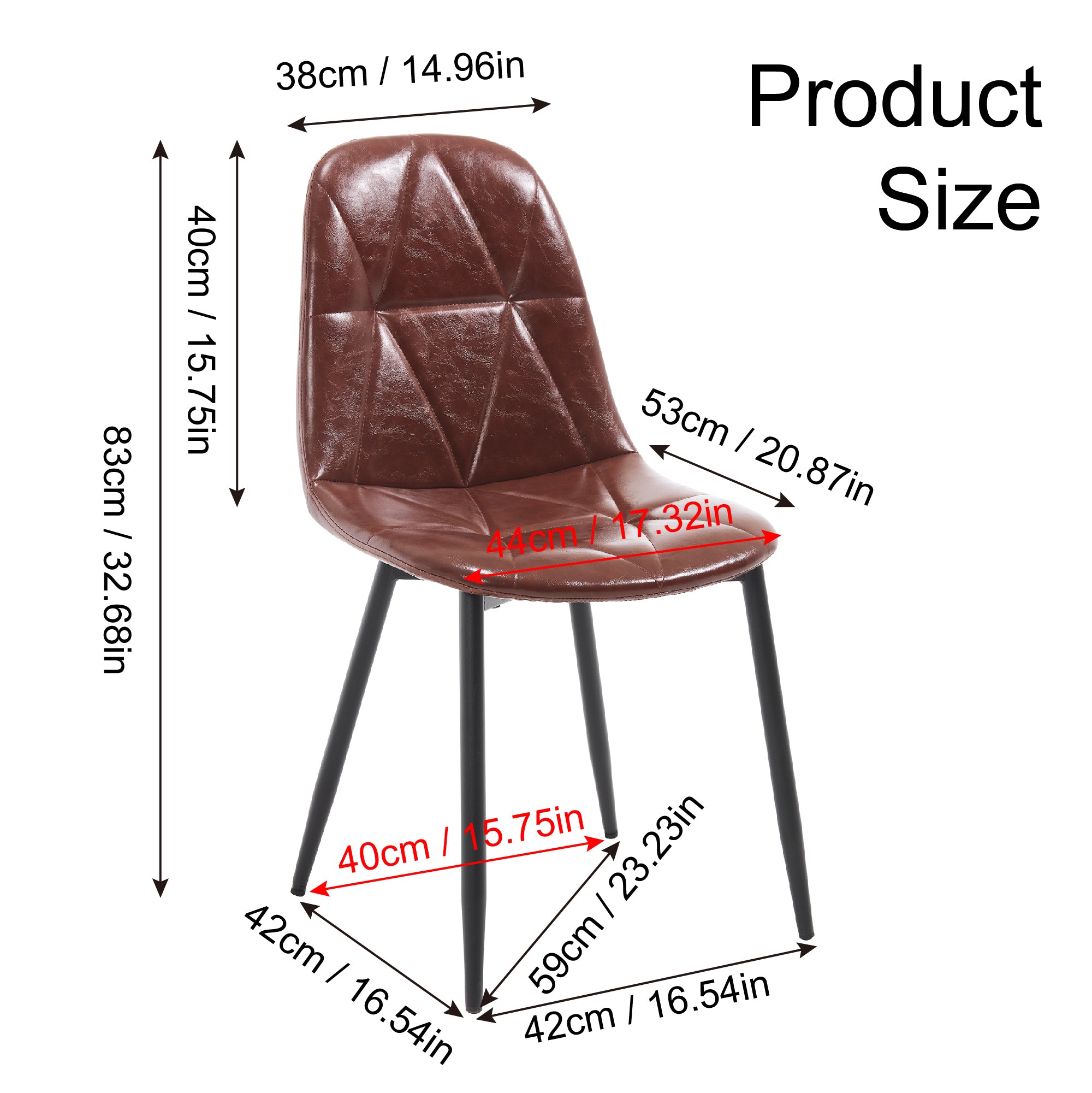 **4-Piece Upholstered Faux Leather Dining Chair Set - Modern Kitchen & Dining Room Chairs with Metal Legs & High Back Support - Easy to Assemble & Clean - Reddish Brown - Perfect for Home, Restaurant & Office Use**