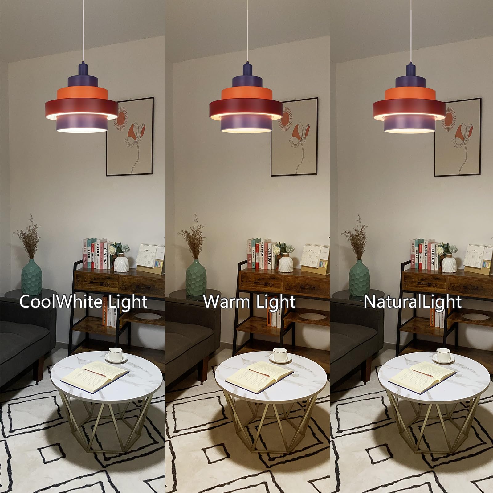 Modern Pyramid Pendant Lights with 5-Ring LED Technology - Adjustable Height Metal & Acrylic Shade Hanging Fixtures for Kitchen Island, Bedroom, Kids Room, Living Room & Dining Area | Energy-Efficient Home & Office Lighting Solution