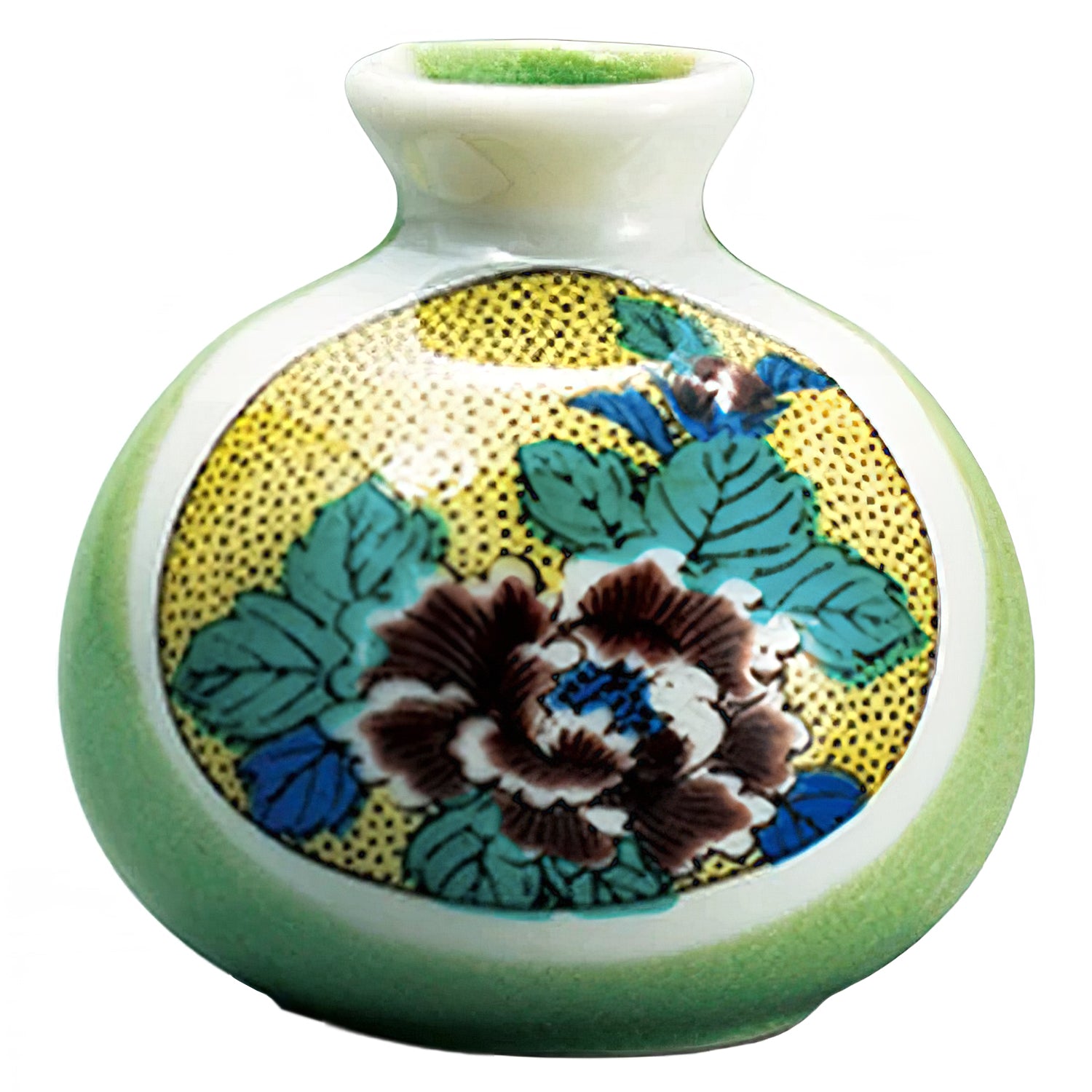 Authentic Japanese Kutani Ware Porcelain Single Flower Vase - Yoshidaya Style Handcrafted Home Decor for Living Room, Dining Table & Office Desk