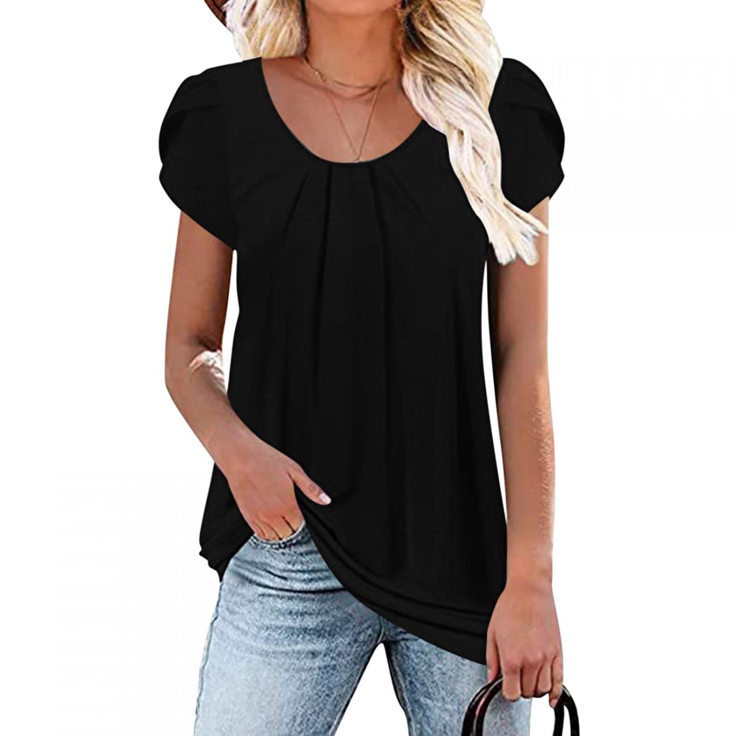 BAGELISE Women's Summer Tops - Solid Color & Gradient Blouses, Boho Chic Short Sleeve Shirts for Belly Coverage | Perfect for Casual Outings, Beach Vacations & Boho Fashion Styles