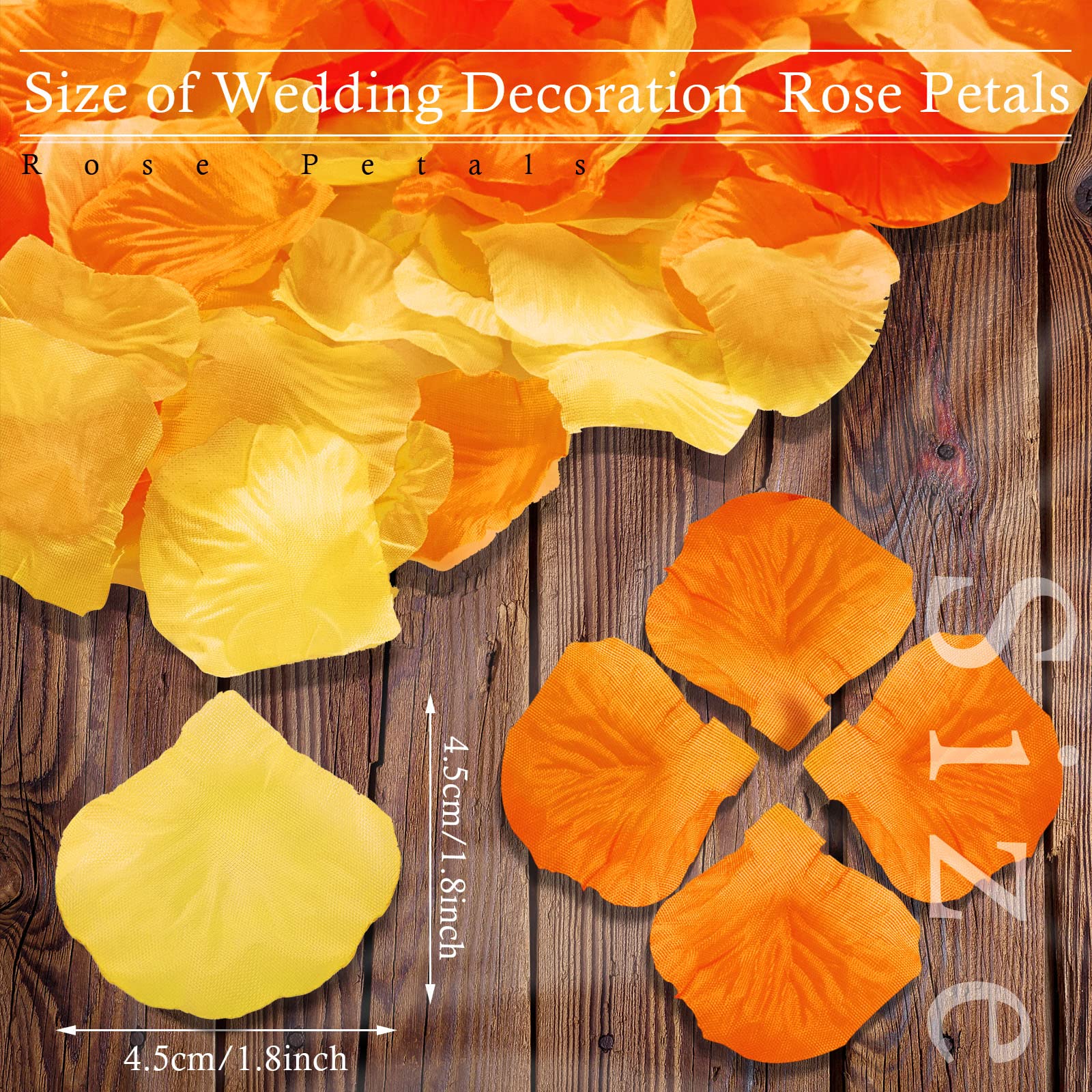 2000 Pcs Orange Yellow Silk Rose Petals - Fake Flower Petals for Wedding Decor, Bridal Shower, Romantic Night & Party Decorations | Perfect for Aisle Scattering, Table Centerpieces, Photo Backdrops