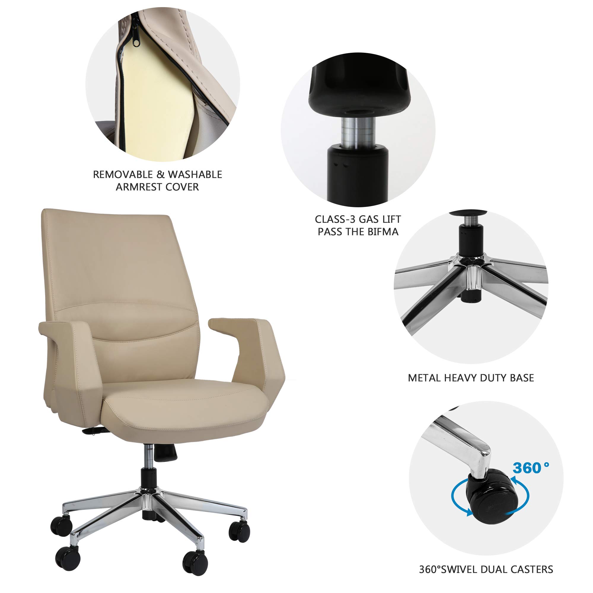 Premium Ergonomic Executive Office Chair - Adjustable PU Leather Desk Chair with Lumbar Support & Armrests - Modern Computer Chair for Home Office, Conference Room & Gaming - Comfortable for Long Work Sessions & Video Calls