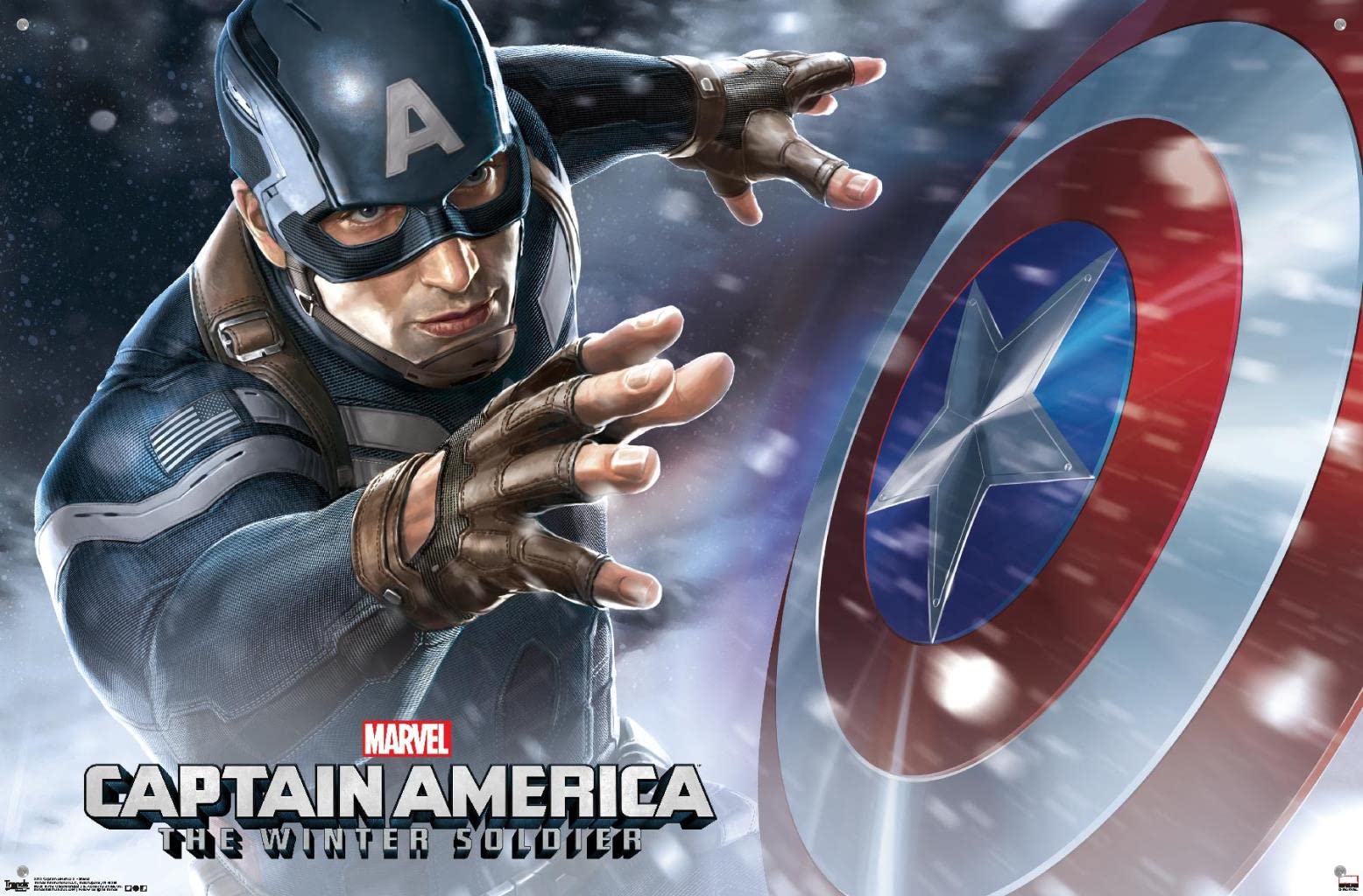 Marvel Captain America The Winter Soldier Shield Wall Poster with Push Pins - Premium Superhero Decor for Bedroom, Office & Game Room - Perfect Gift for Marvel Fans & Collectors