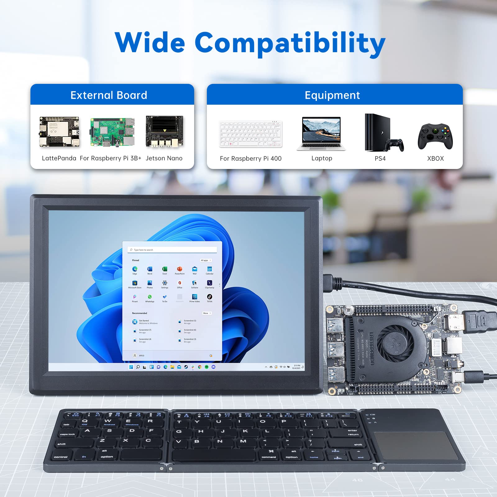 10.1 Inch 1280×800 IPS LCD Display with Cooling Fan - Portable Raspberry Pi Screen for Pi 4B/3B+/400 & Windows PC - All-in-One Design for Programming, Gaming & DIY Projects