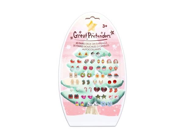 30 Pcs Kids Holiday Earring Stickers - Fun Christmas & Party Accessories for Girls & Boys - Perfect for School, Gifts & Festive Celebrations