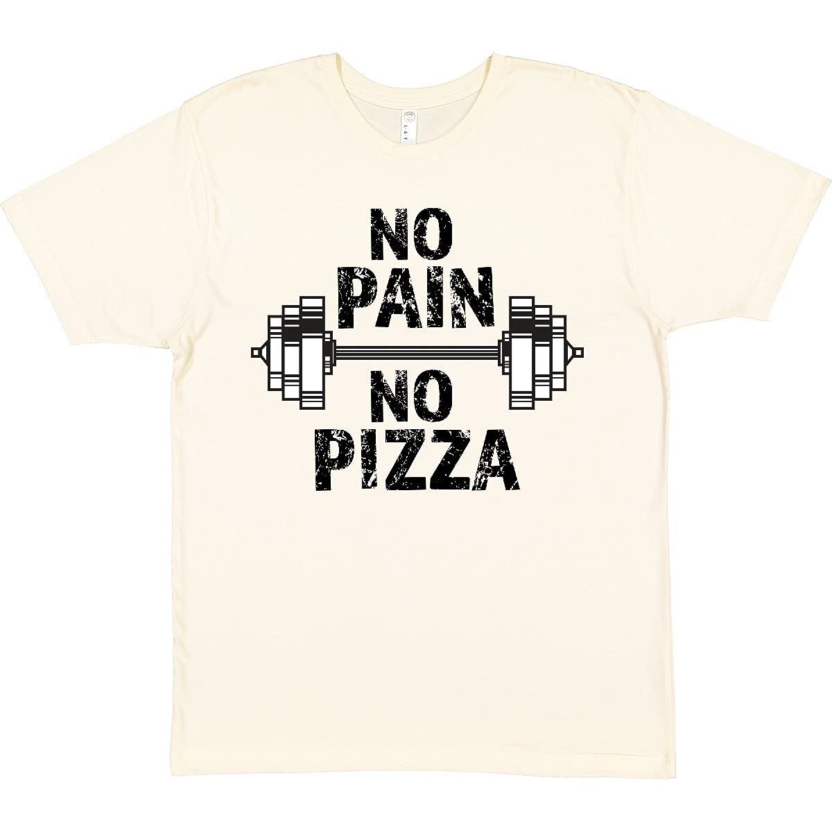 Inktastic No Pain No Pizza with Weights Funny Workout T-Shirt - Gym Humor Apparel for Fitness Enthusiasts & Pizza Lovers