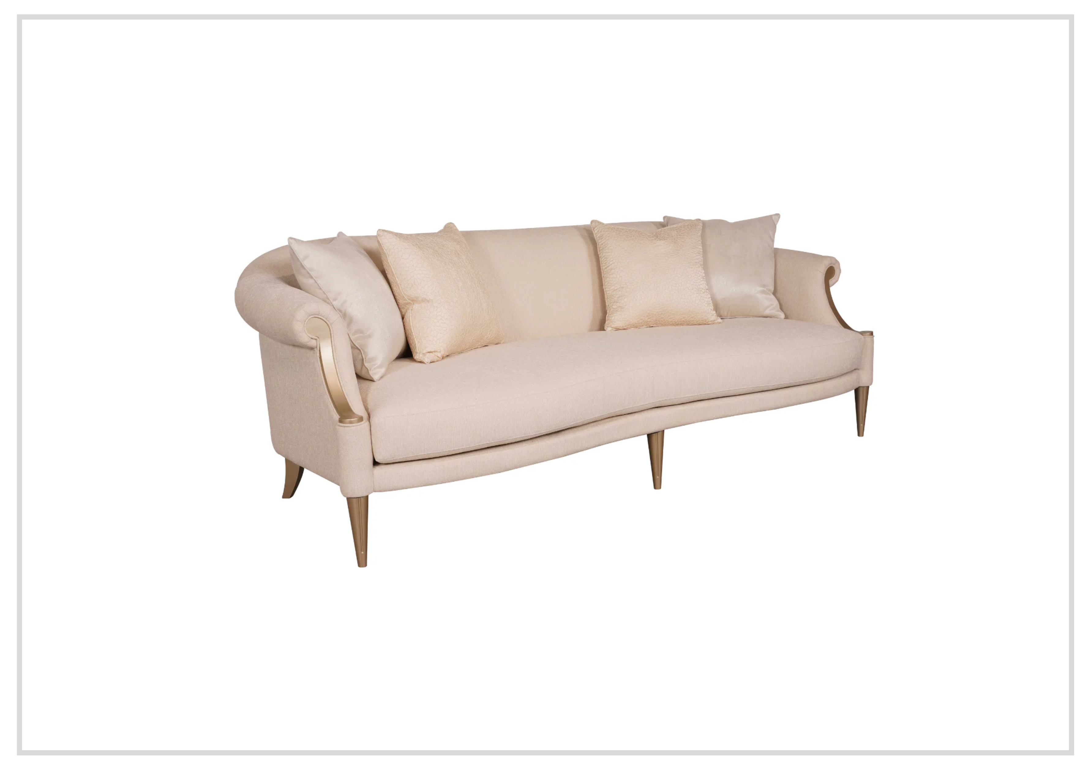 Klaussner Clarkson 3-Seater Beige Fabric Sofa with Rolled Arms - Comfortable Living Room Couch for Small Spaces, Apartments & Cozy Home Decor