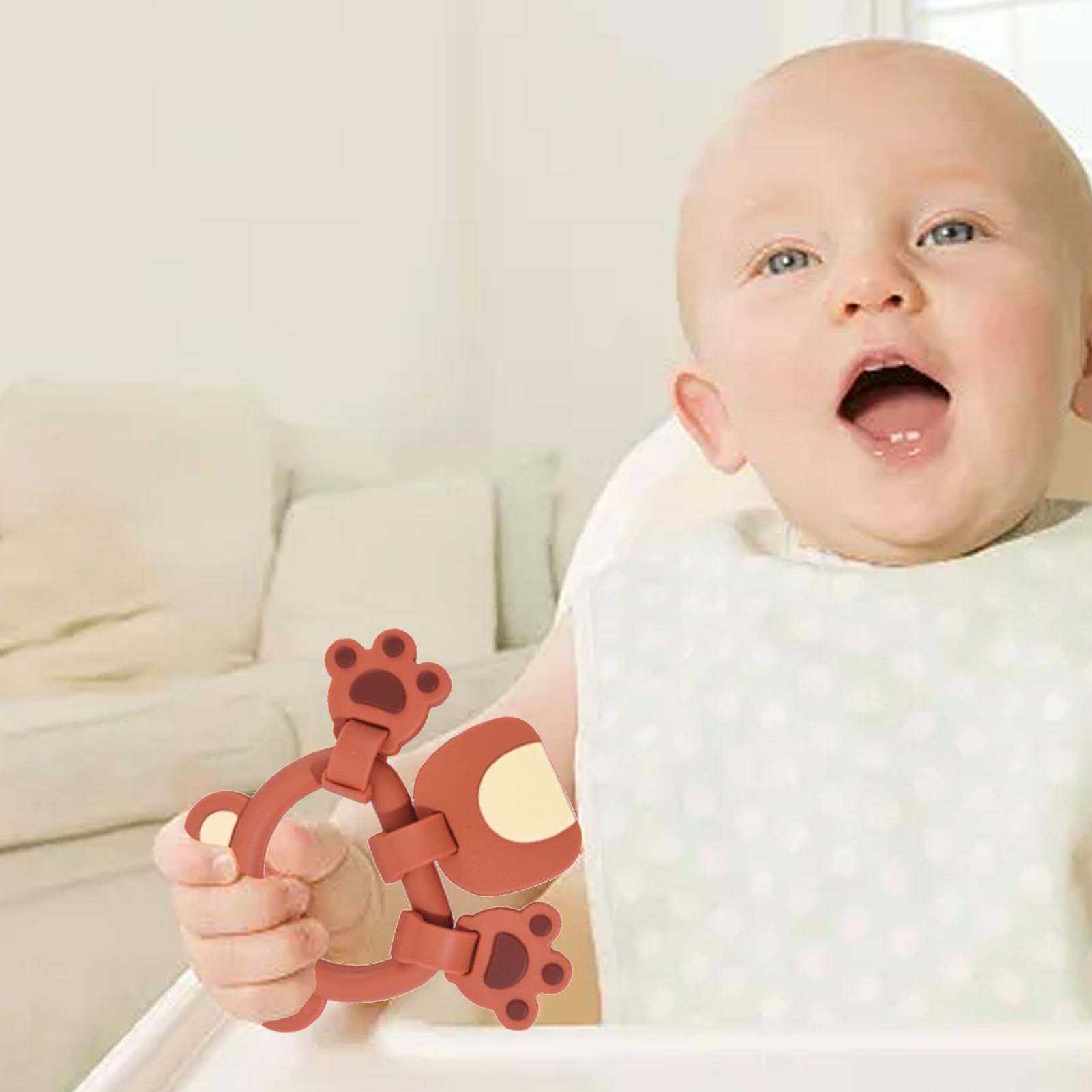 **Cartoon Silicone Teether Ring for Toddlers - Soothing Teething Toy for Boys & Girls, Early Development Sensory Toy for Play & Learning | Perfect for Home, Travel & Daycare**