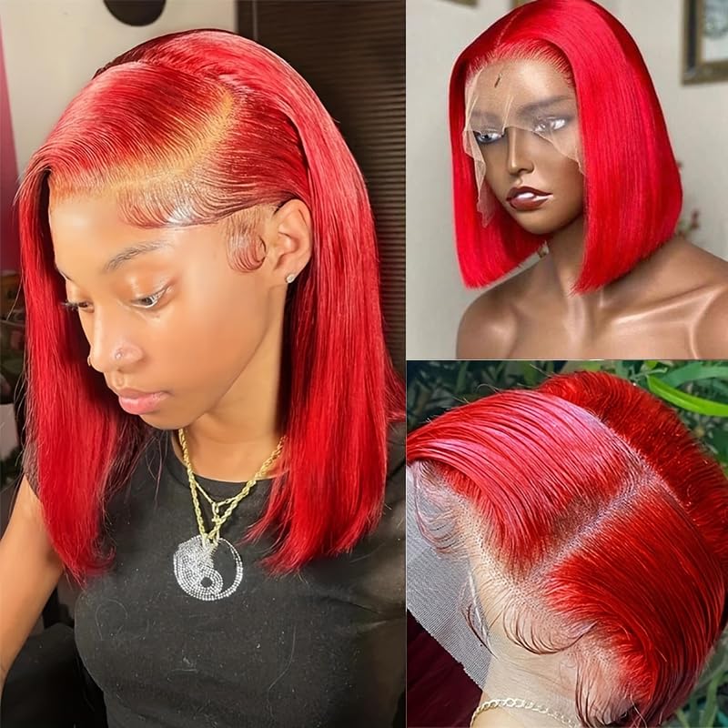 #13x4 HD Red Bob Lace Front Wig