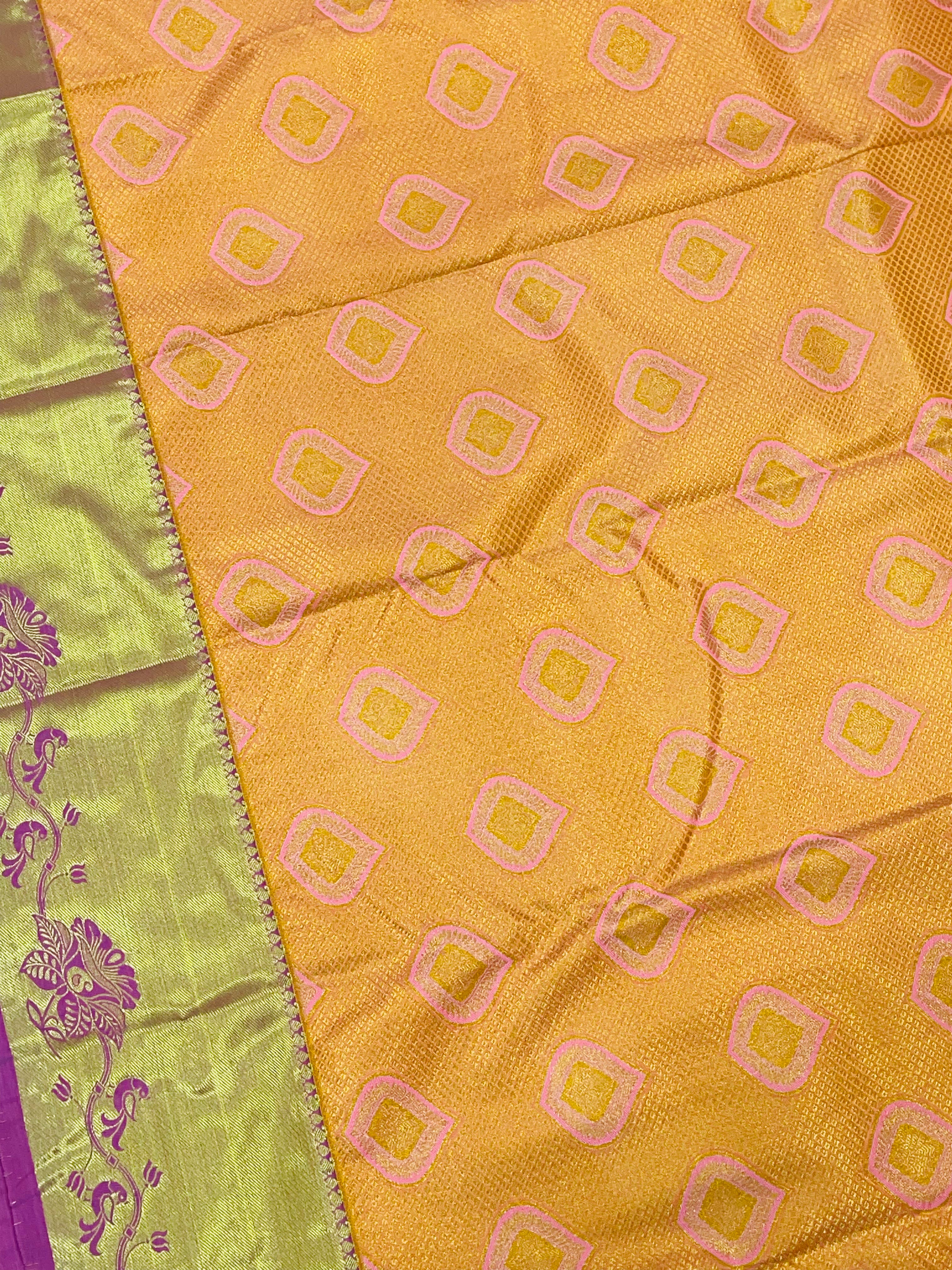 Elegant Orange Pure Kanchi Silk Saree for Women - Traditional Indian Bridal & Party Wear - Perfect for Weddings, Festivals & Special Occasions
