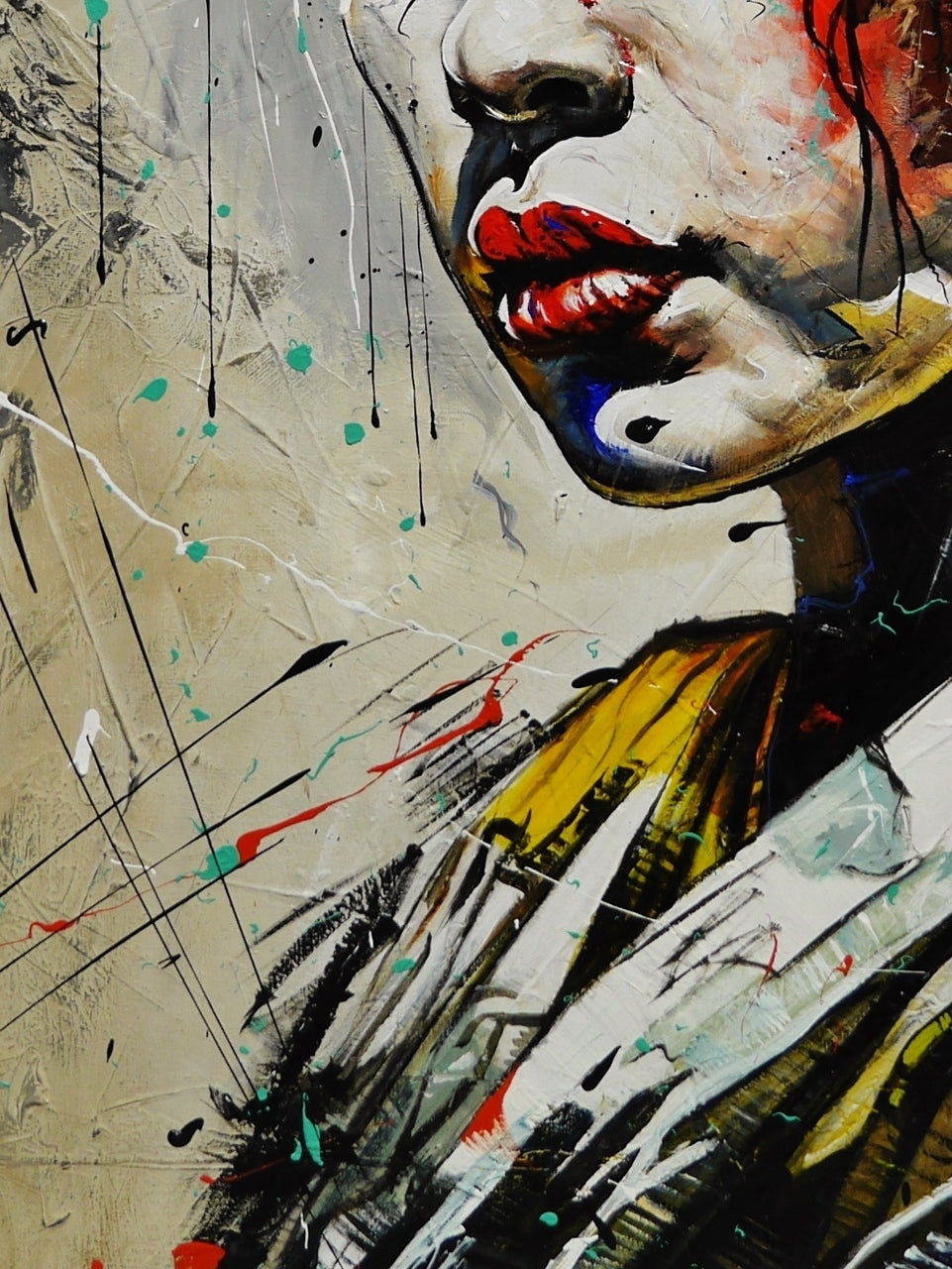 140cm x 100cm Framed Mulan Warrior Abstract Realism Art Painting - Oak Frame, Acrylic Textured & Varnished Canvas Wall Decor for Living Room, Bedroom or Office