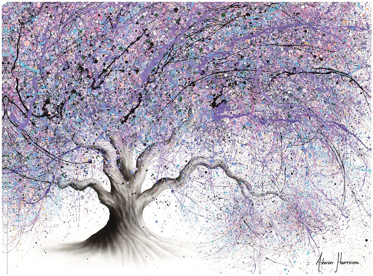 Ashvin Harrison Bubblegum Tree Canvas Art Print - Modern Wall Decor for Living Room, Bedroom, Office & More - 43x32 Inch Ready-to-Hang Painting - Perfect for Home, Bar & Dining Room Decor